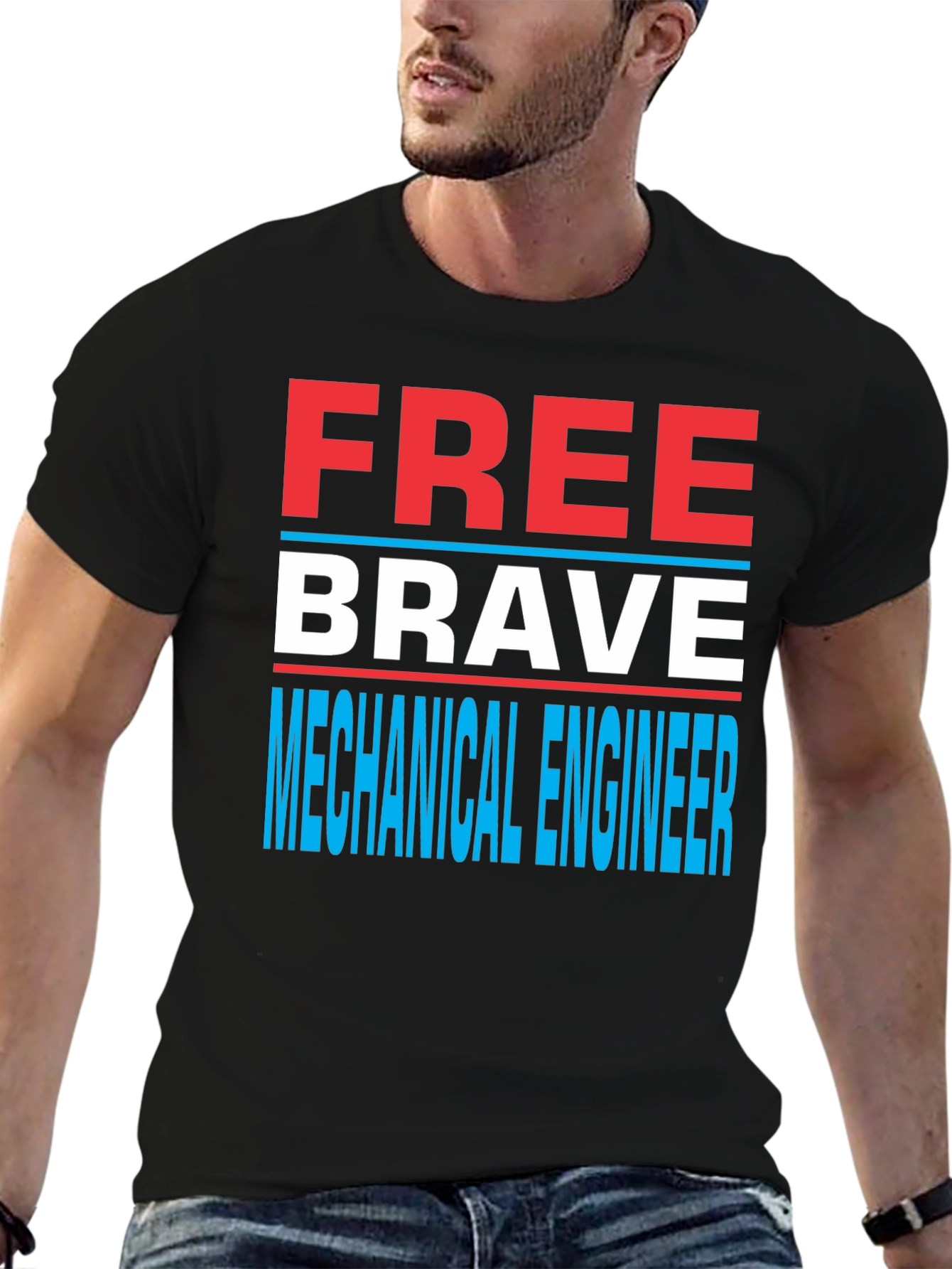 Free Brave Mechanical Engineer Novelty T-Shirt