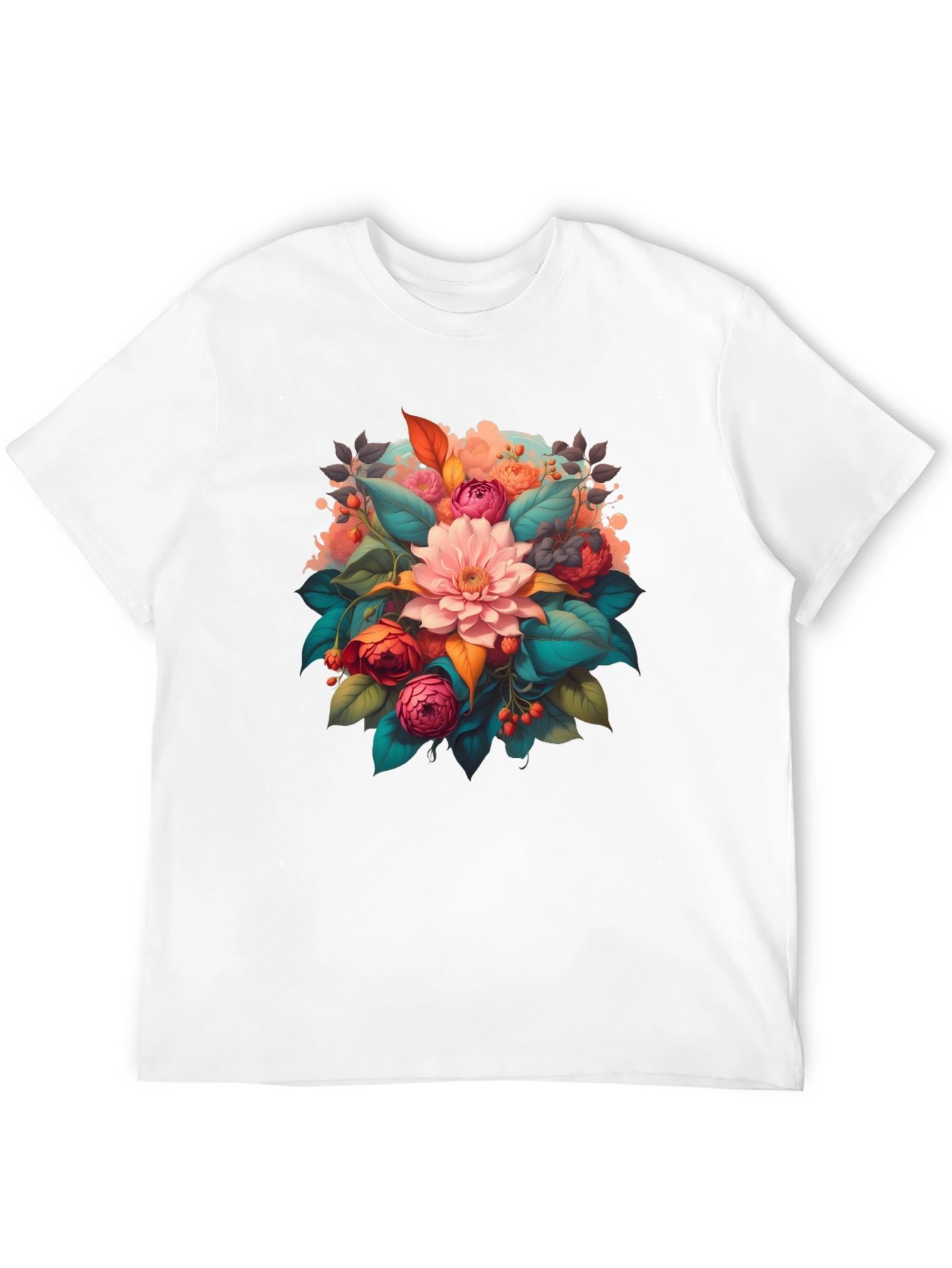 Floral Bouquet Graphic Print Black T-Shirt