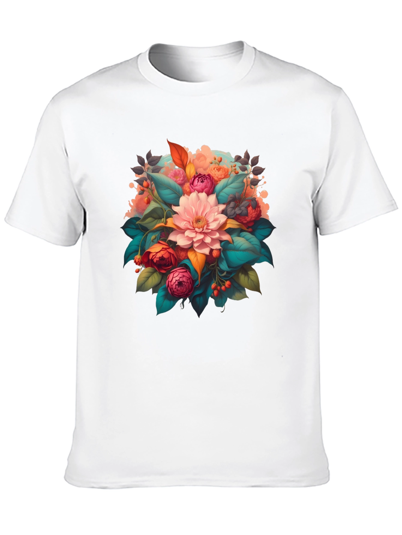 Floral Bouquet Graphic Print Black T-Shirt