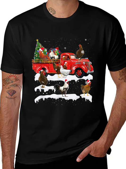 Christmas Chicken Truck Graphic Tee
