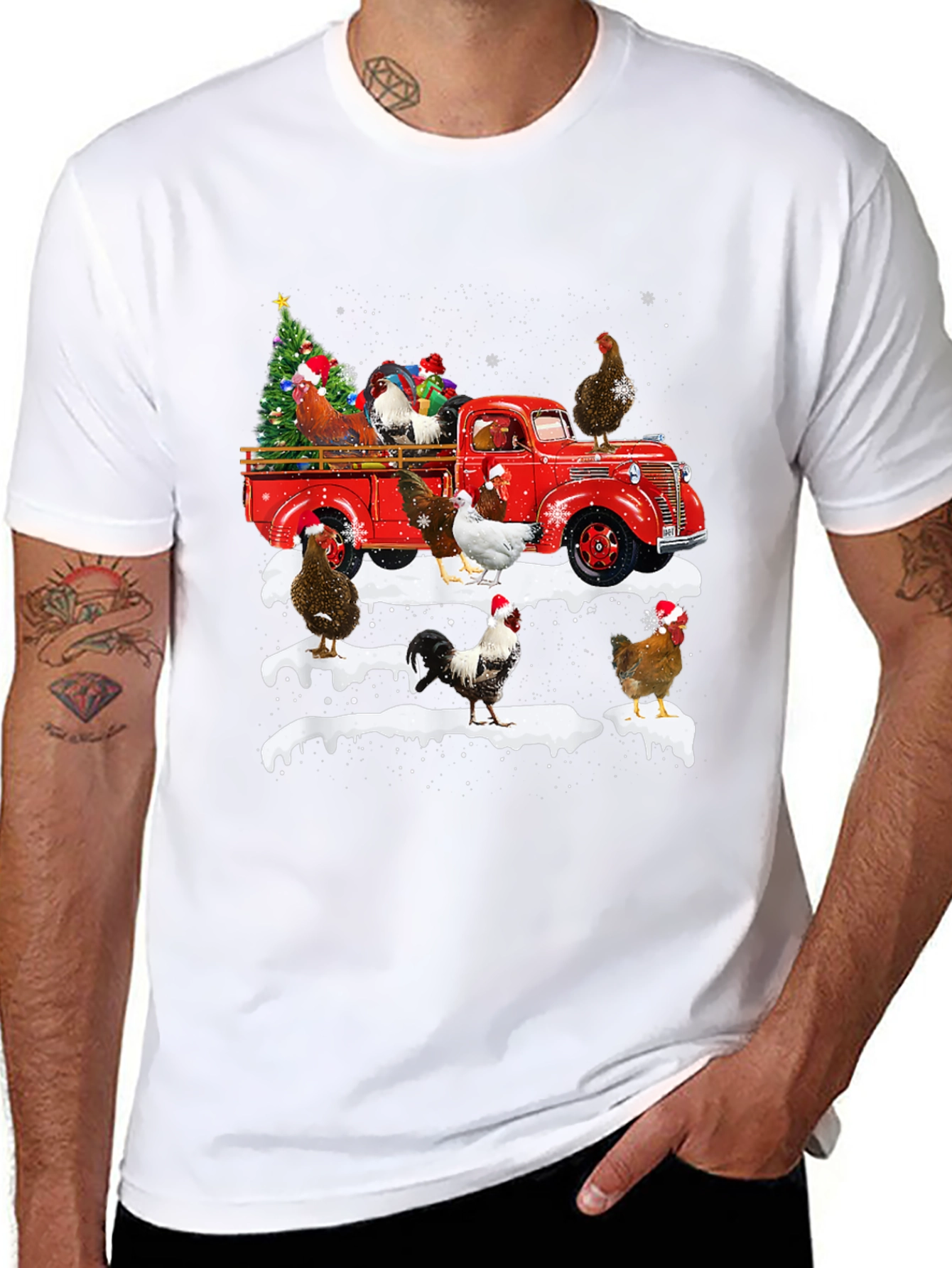 Christmas Chicken Truck Graphic Tee