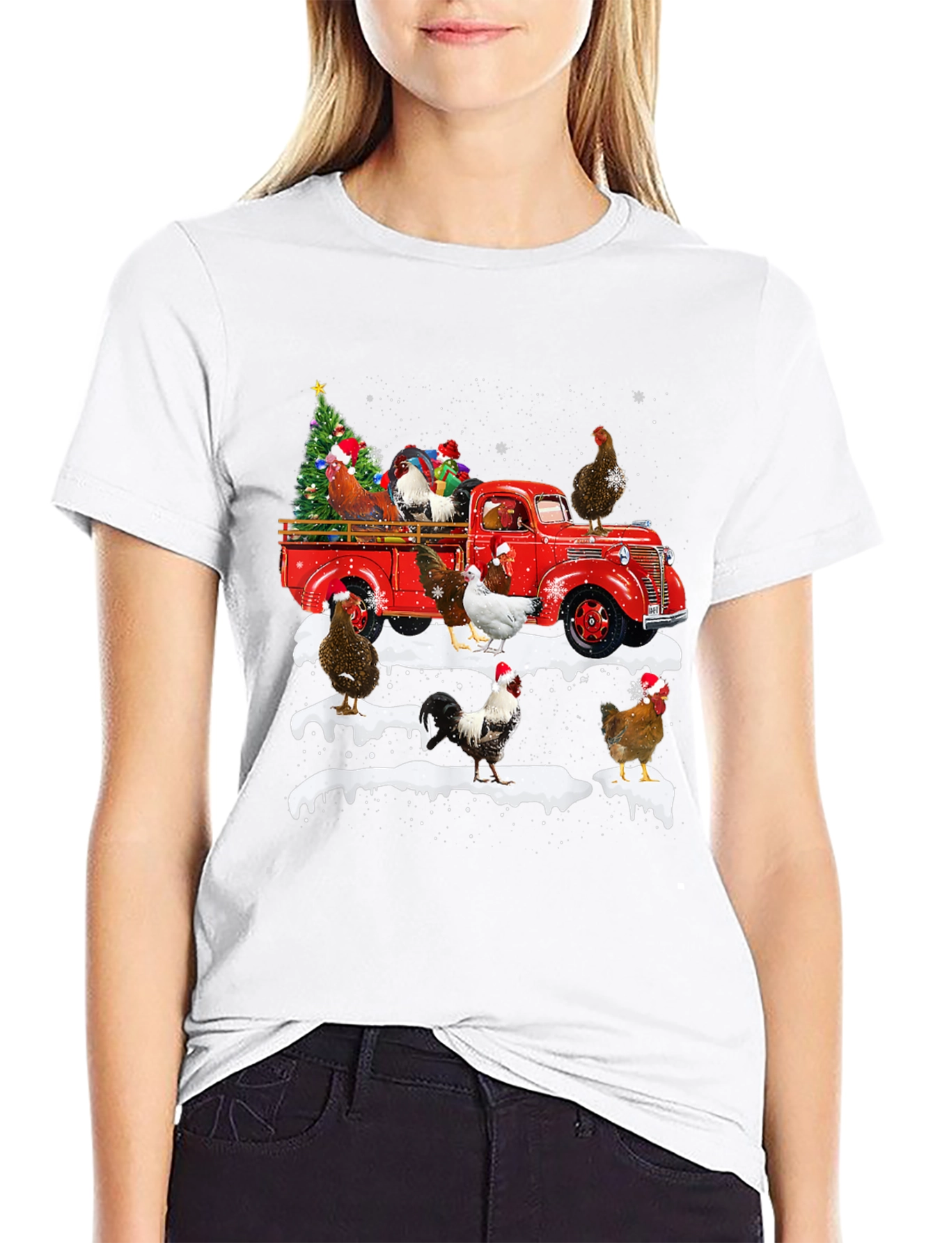 Christmas Chicken Truck Graphic Tee
