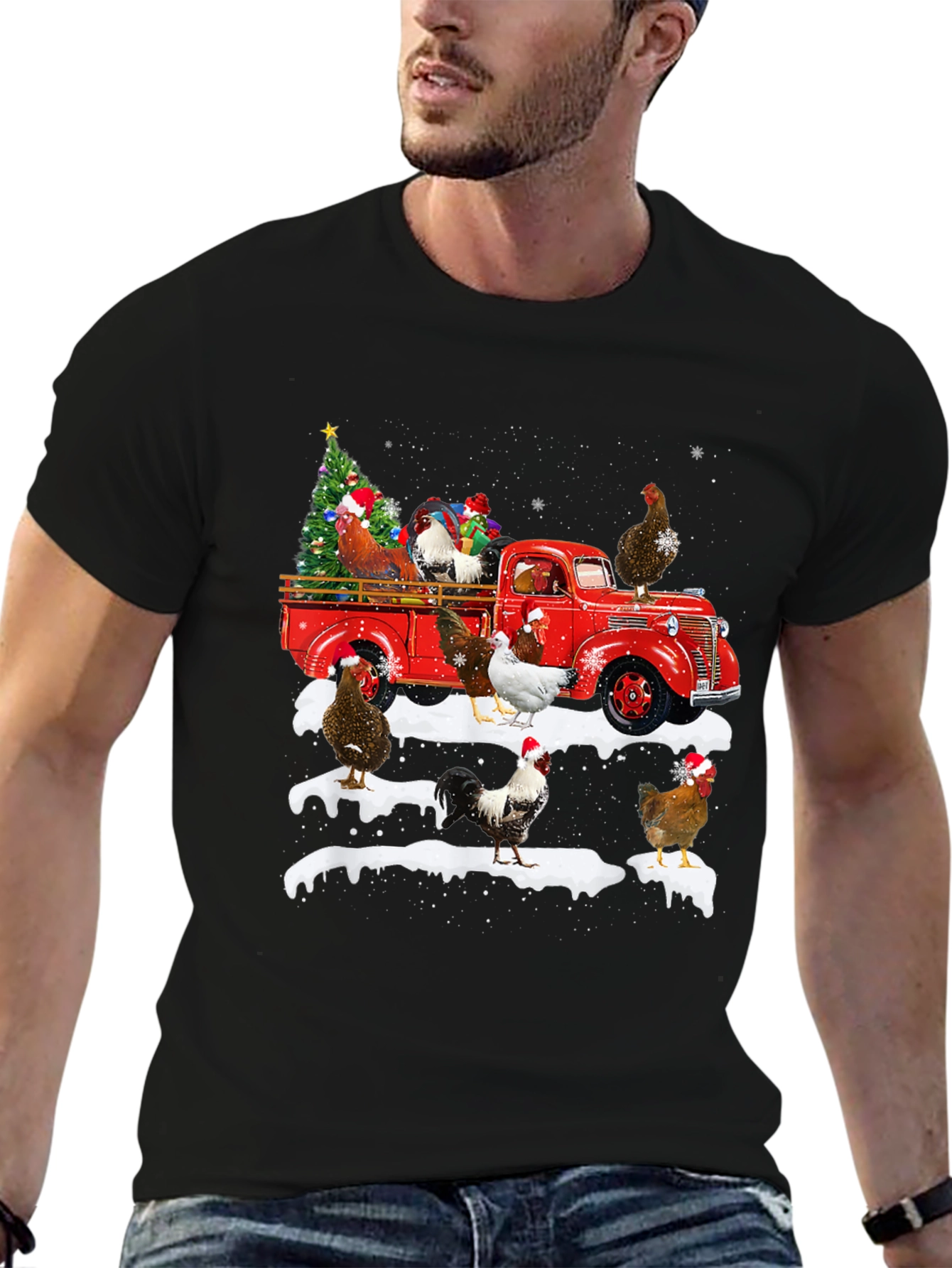 Christmas Chicken Truck Graphic Tee