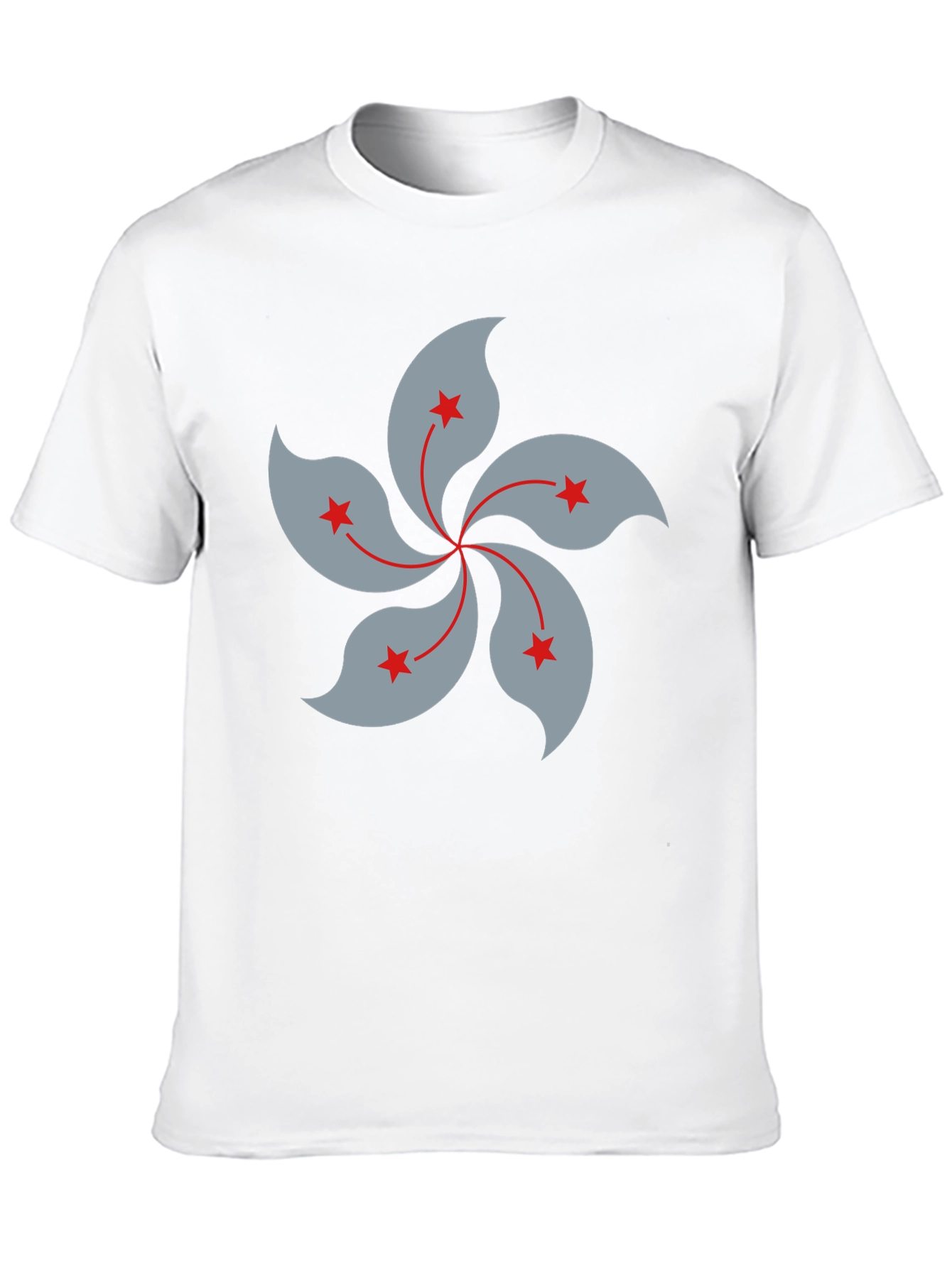 Black T-Shirt with Hong Kong Bauhinia Flower Design