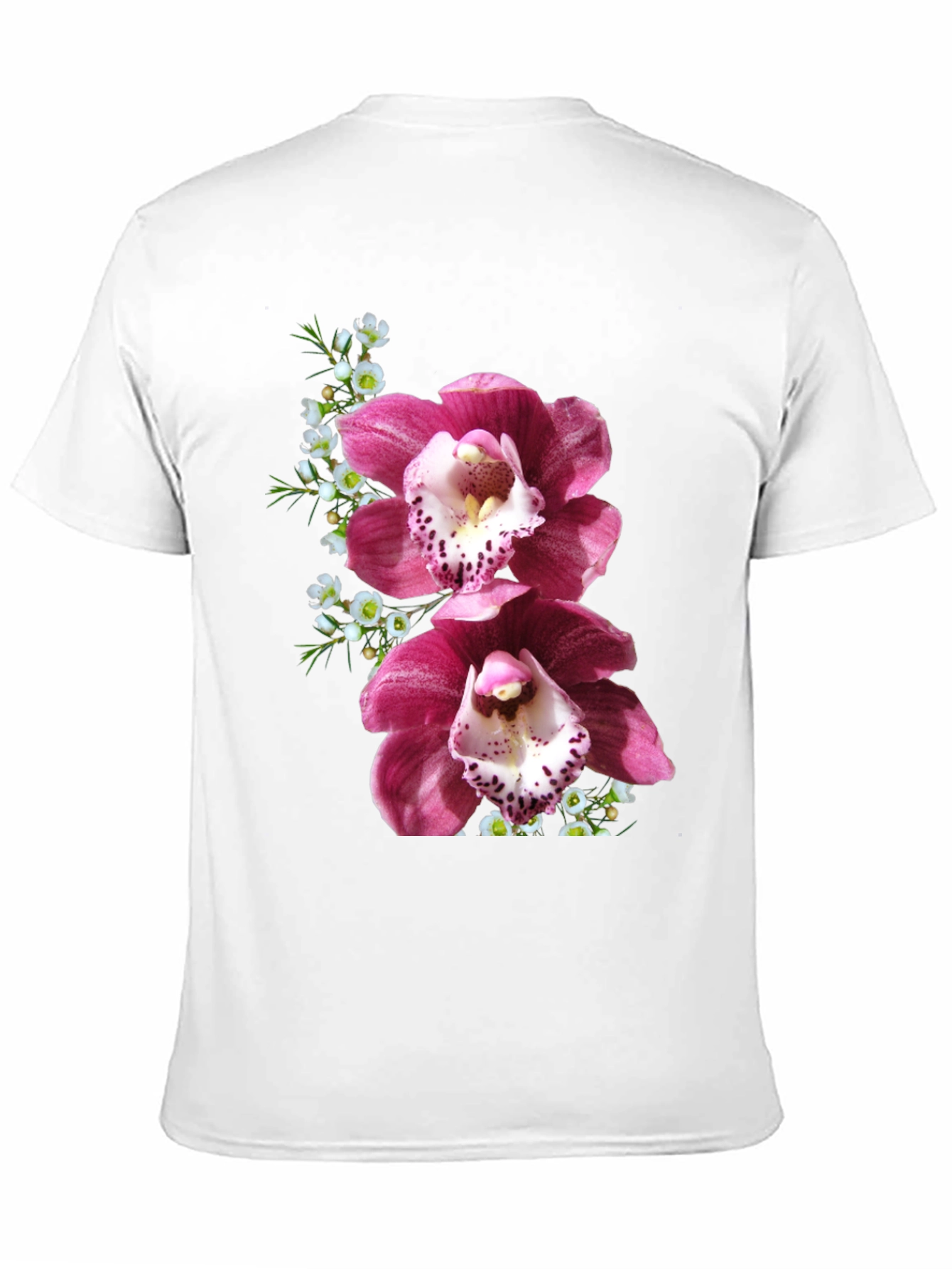 Floral Orchid Print T-Shirt - Black