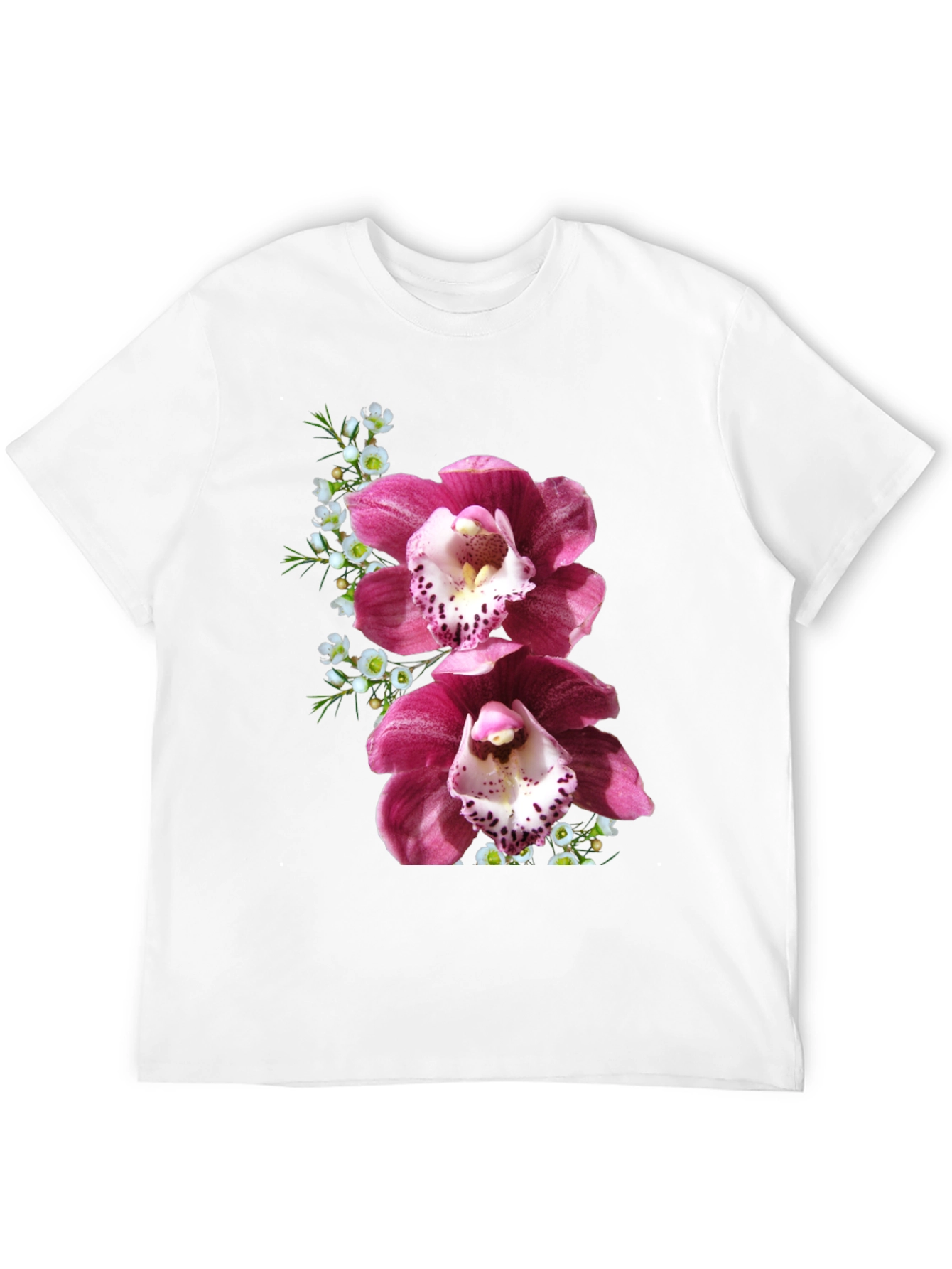 Floral Orchid Print T-Shirt - Black