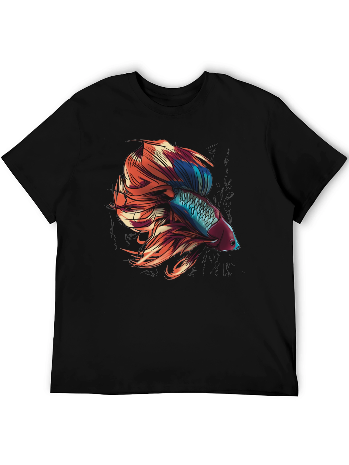 Betta Fish Graphic Tee - Black Cotton T-Shirt