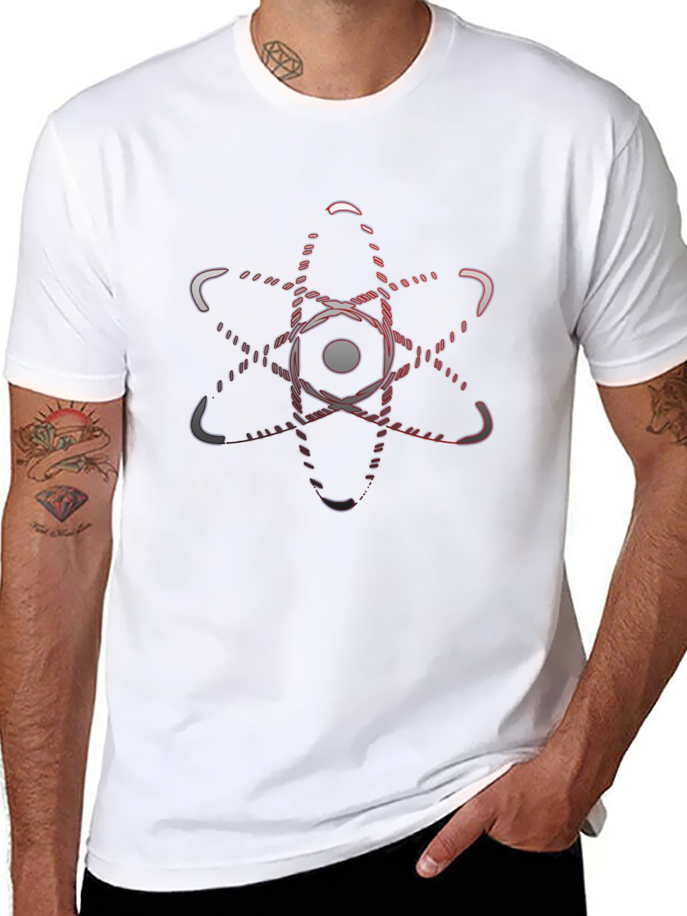 Atom Graphic Black T-Shirt - Science Inspired