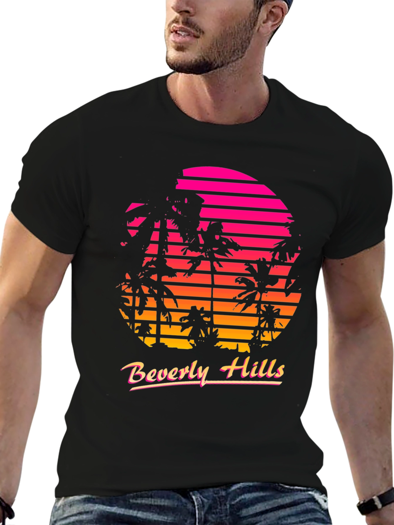 Retro Beverly Hills Palm Sunset T-Shirt
