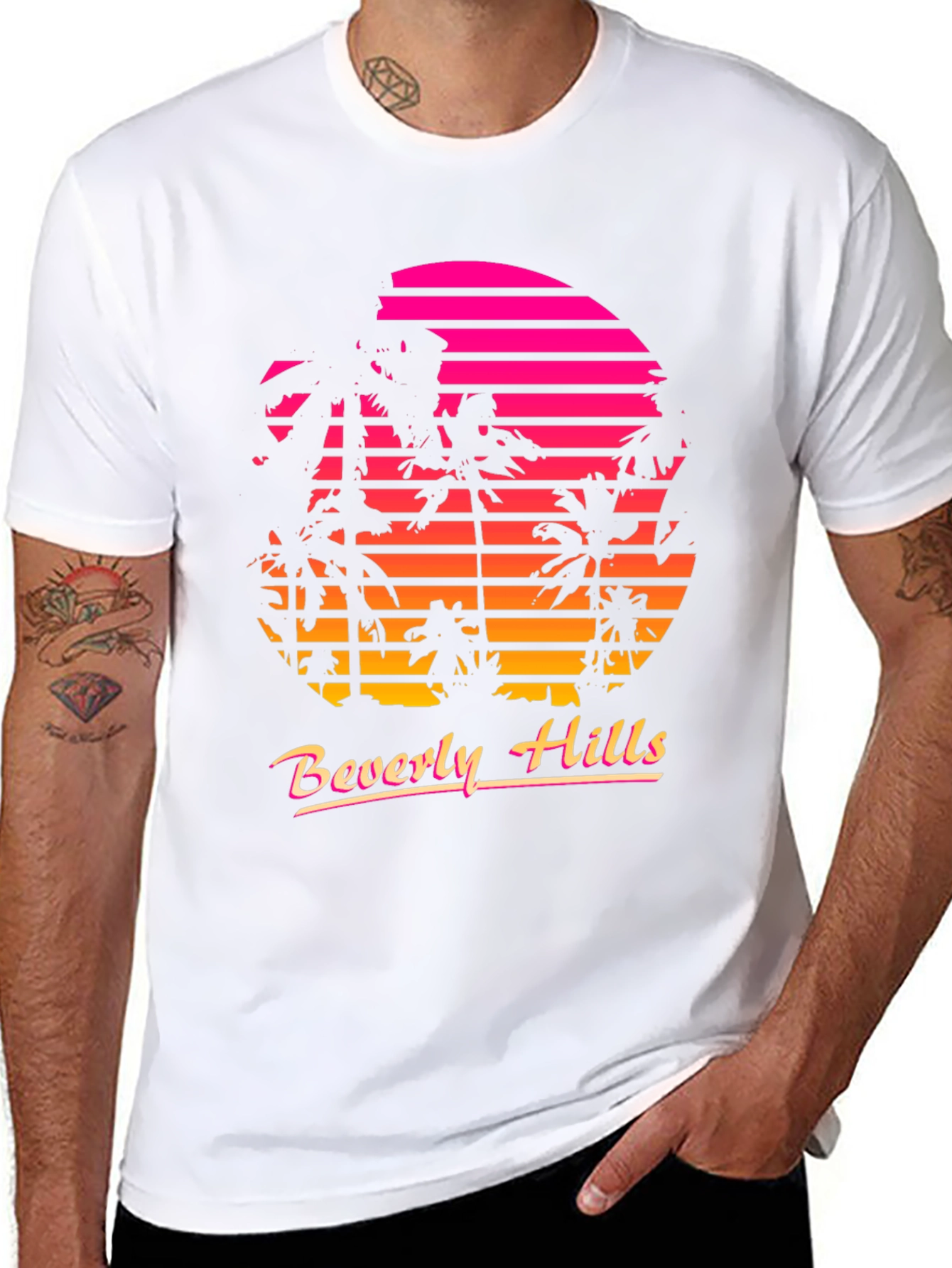 Retro Beverly Hills Palm Sunset T-Shirt