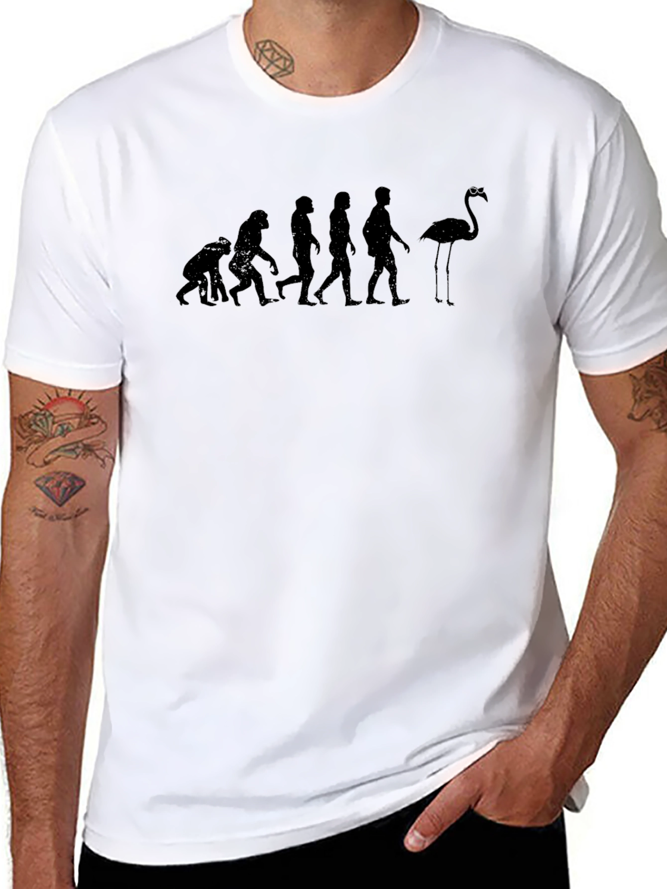 Evolution of Flamingo T-Shirt - Humorous Graphic Tee