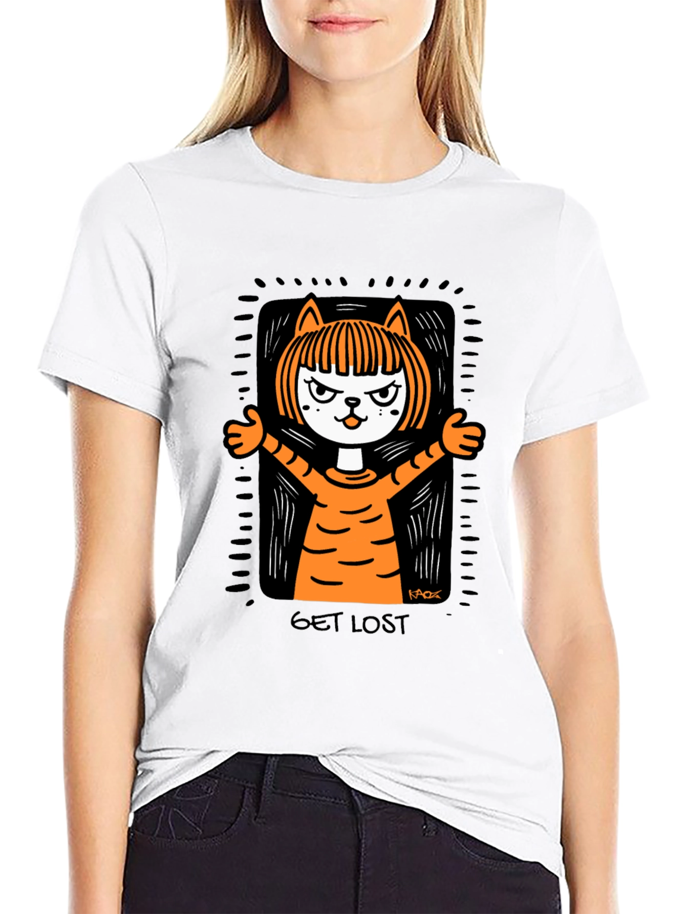 Get Lost Cat Graphic Tee - Mens Black T-Shirt