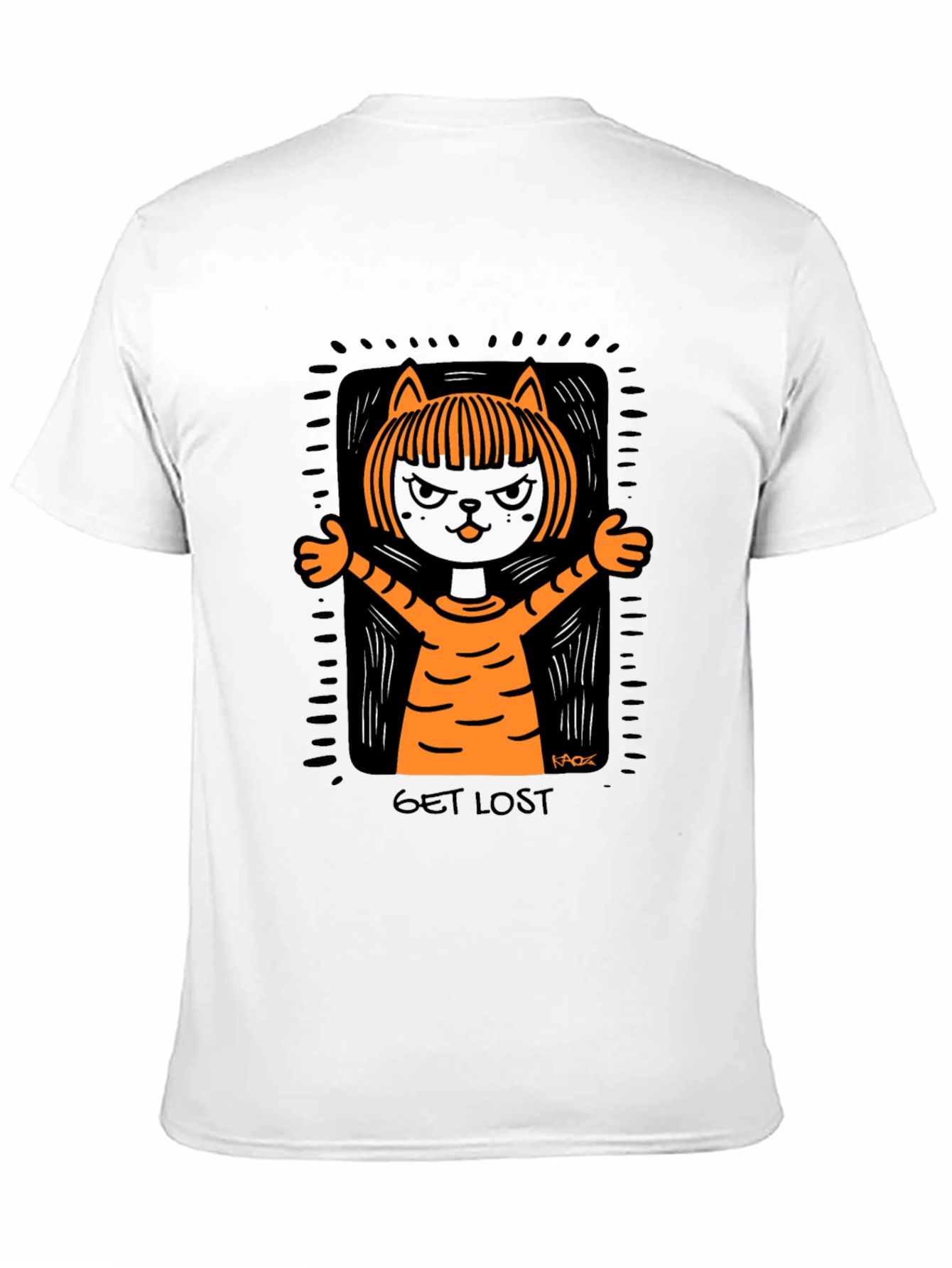 Get Lost Cat Graphic Tee - Mens Black T-Shirt