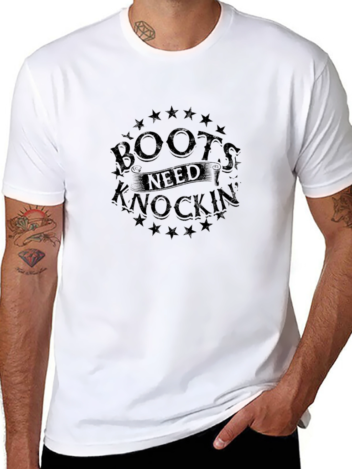 Boots Need Knockin Black Graphic Tee
