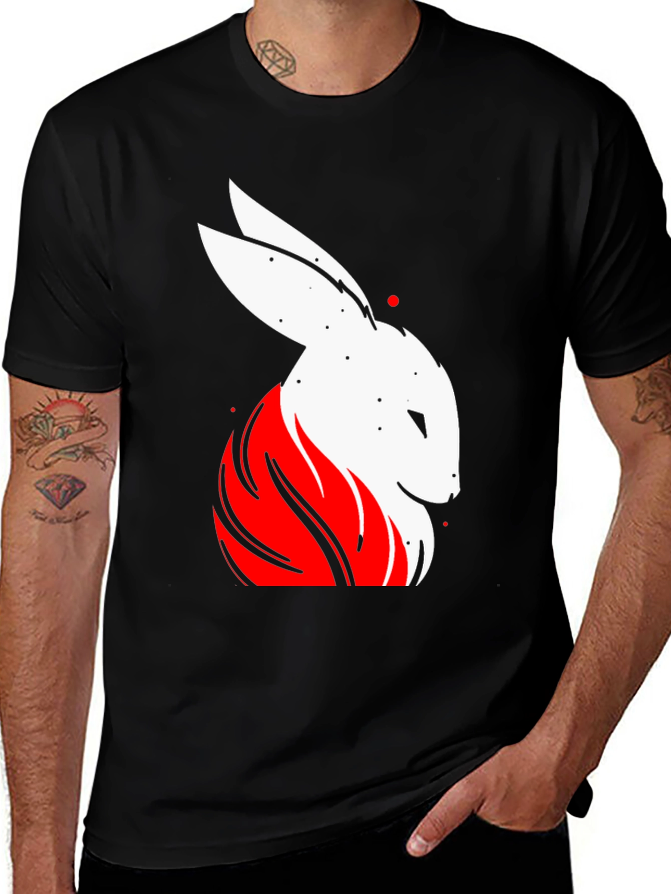 Rabbit Graphic Tee - Black Cotton T-Shirt
