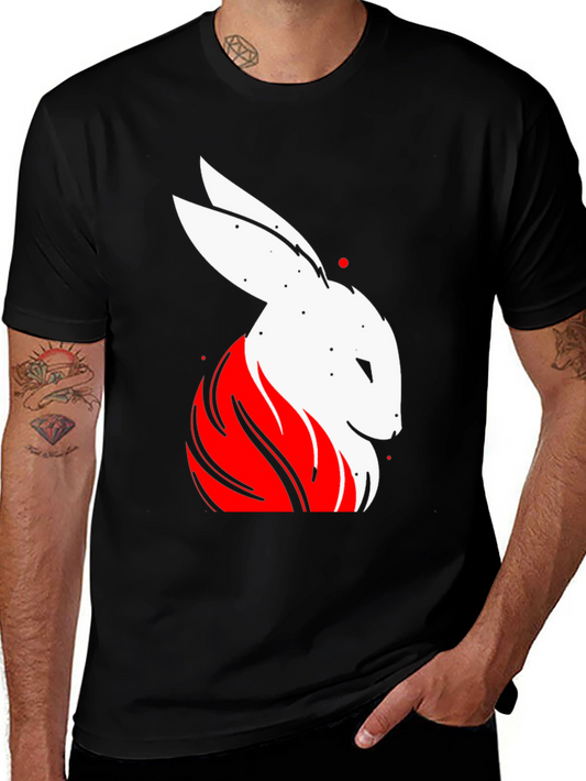 Rabbit Graphic Tee - Black Cotton T-Shirt