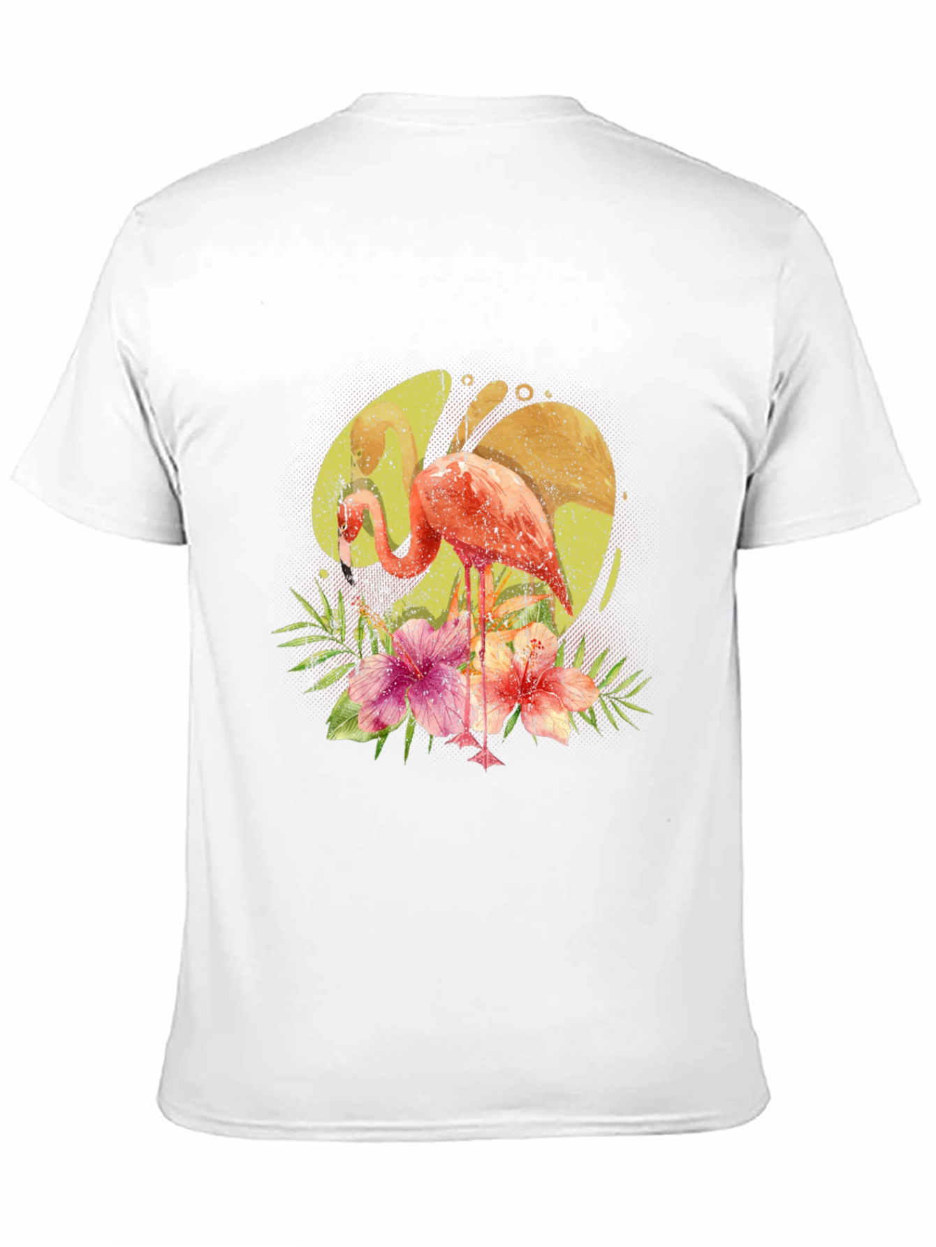 Flamingo Floral Print Black T-Shirt