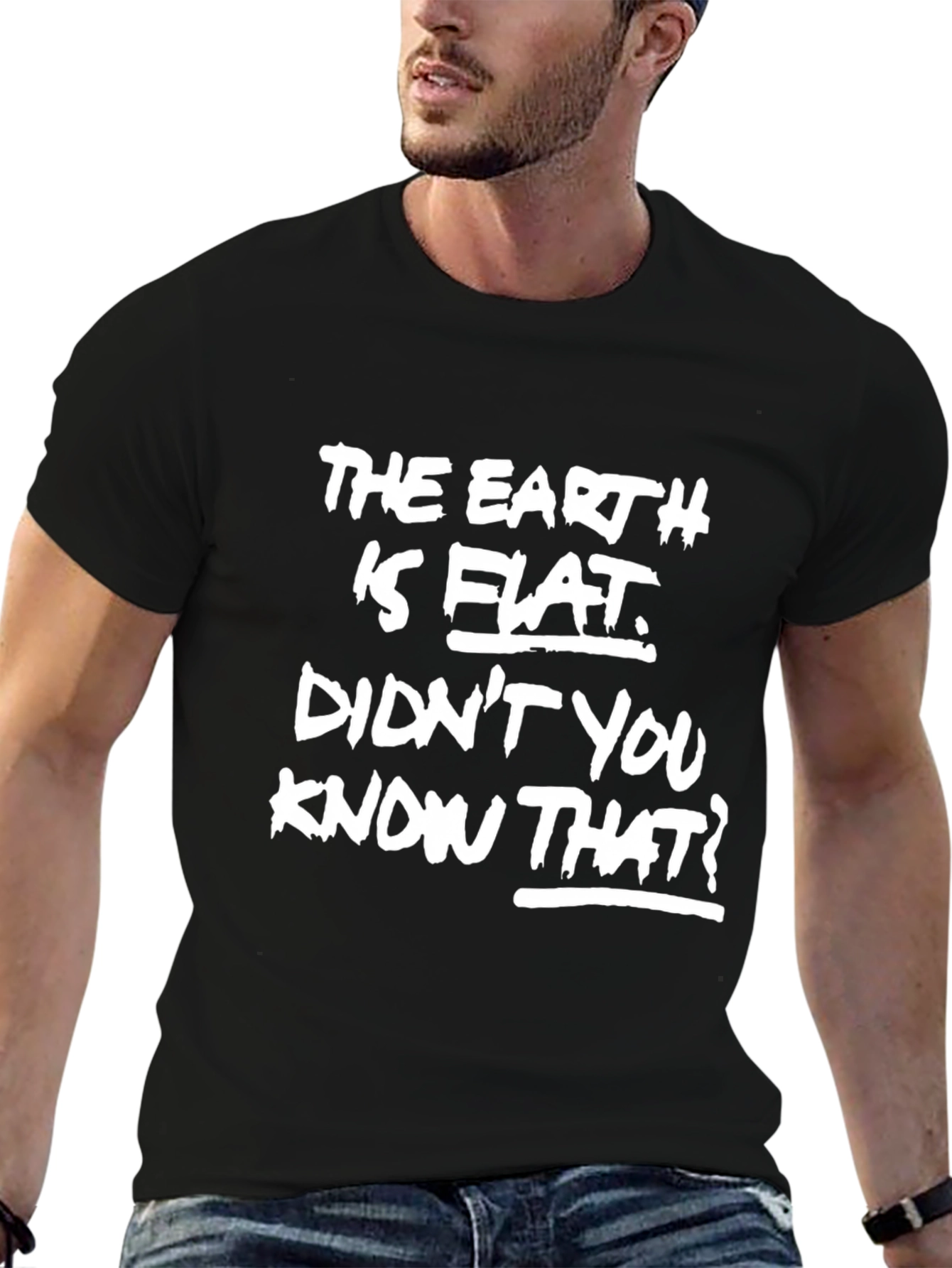 The Earth is Flat Mens Black Graphic Tee