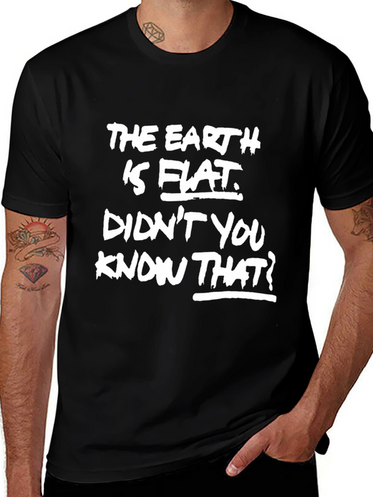 The Earth is Flat Mens Black Graphic Tee
