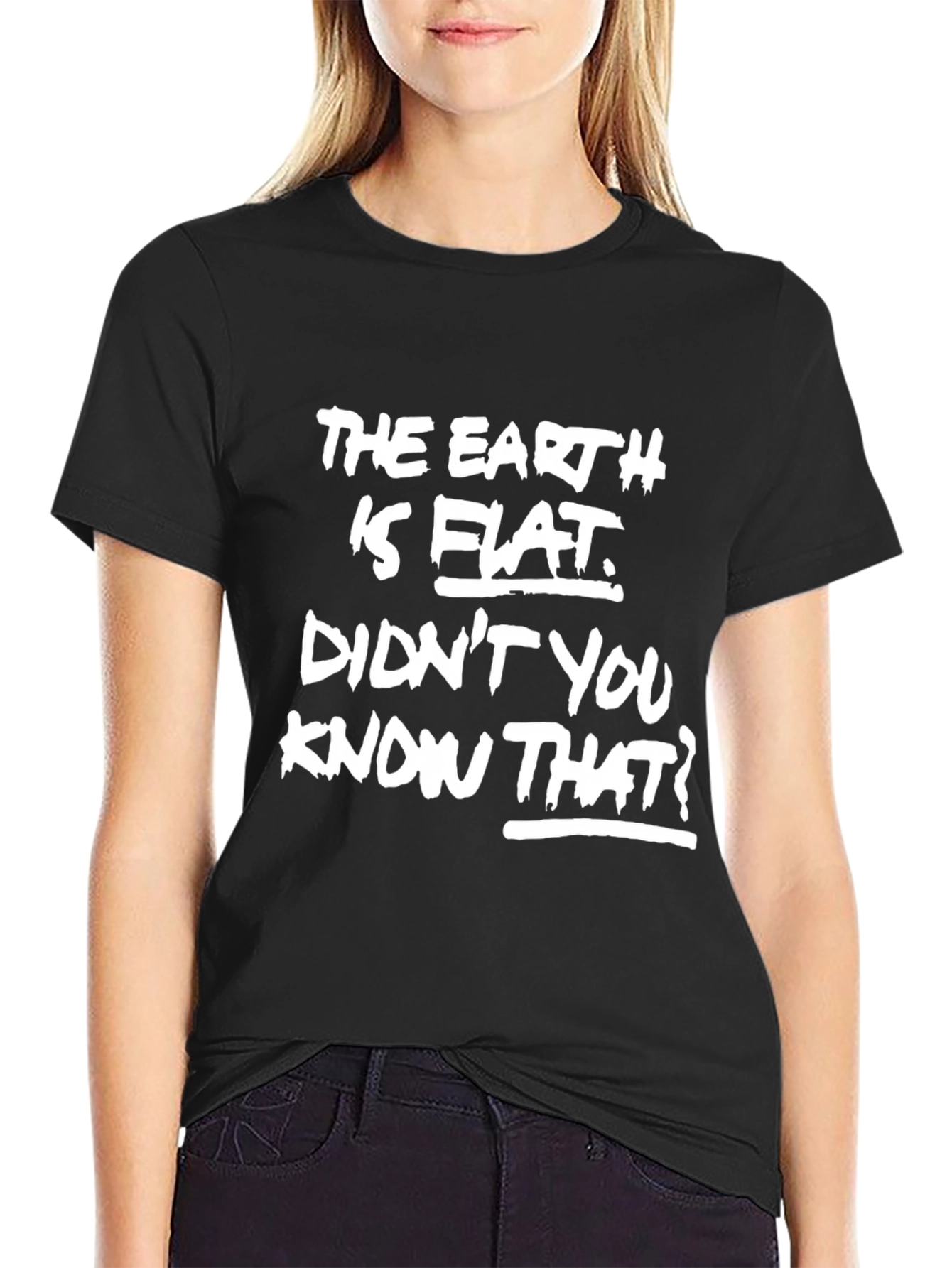 The Earth is Flat Mens Black Graphic Tee