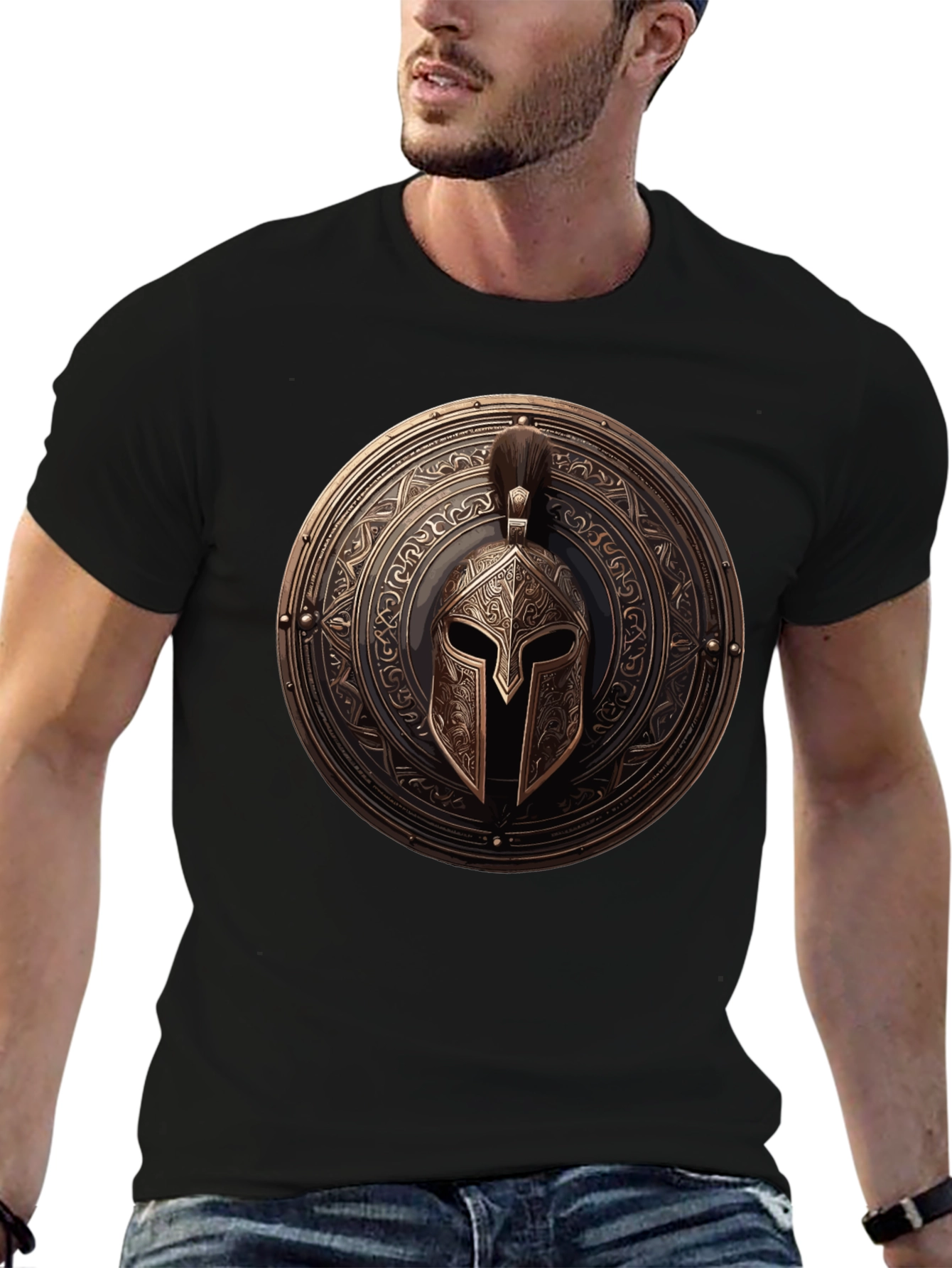 Spartan Shield Graphic Tee - Warrior Style