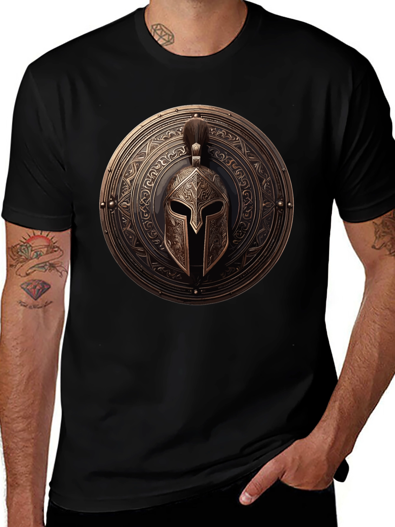 Spartan Shield Graphic Tee - Warrior Style