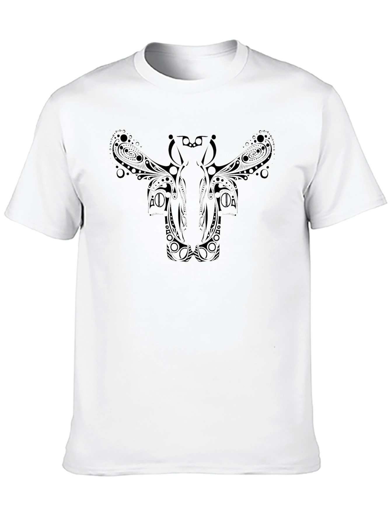 Tribal Moose Graphic Tee - Black Cotton T-Shirt