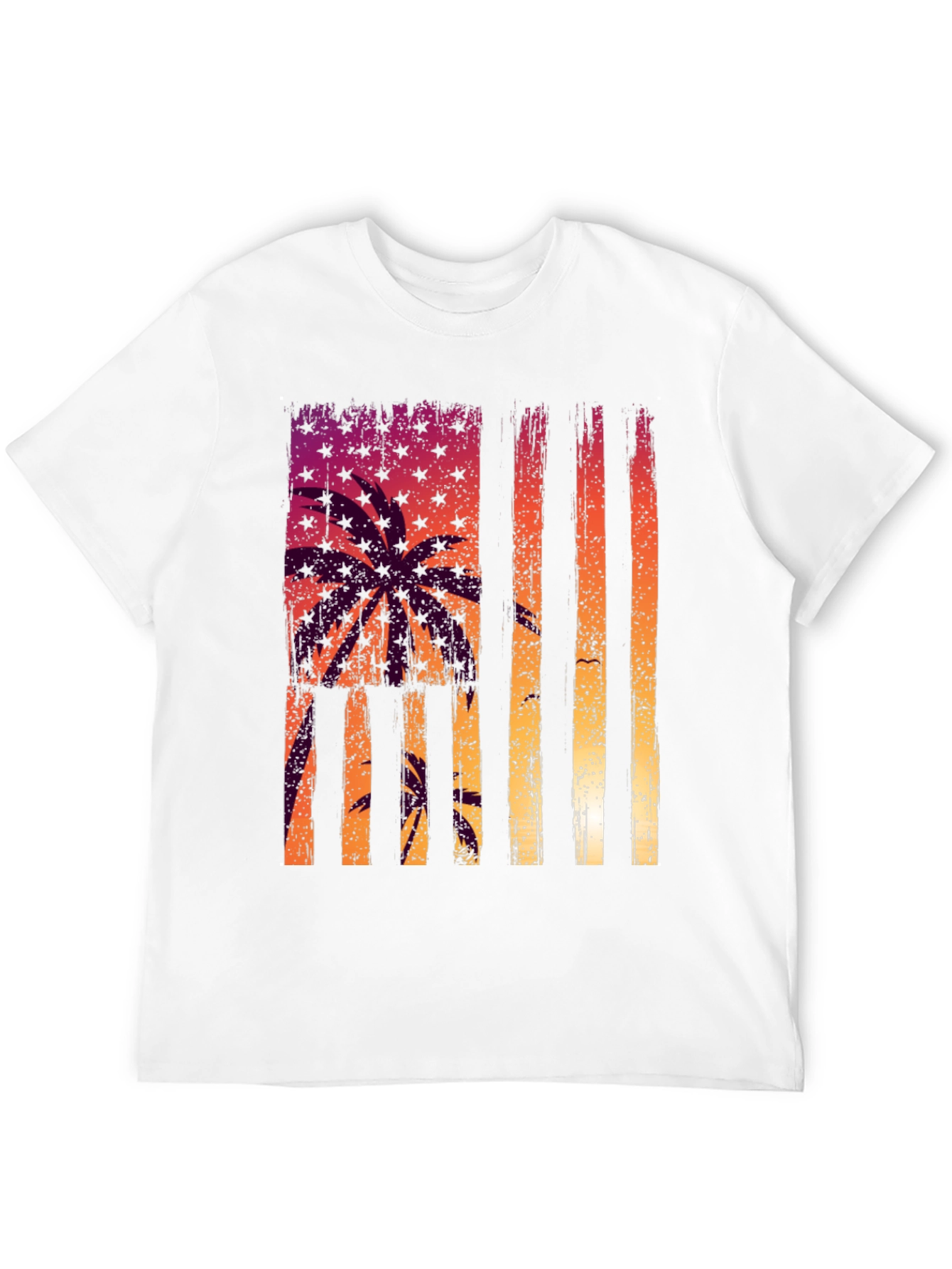 Tropical USA Flag Graphic T-Shirt