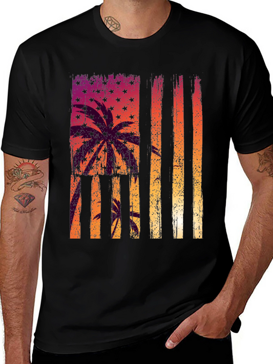 Tropical USA Flag Graphic T-Shirt