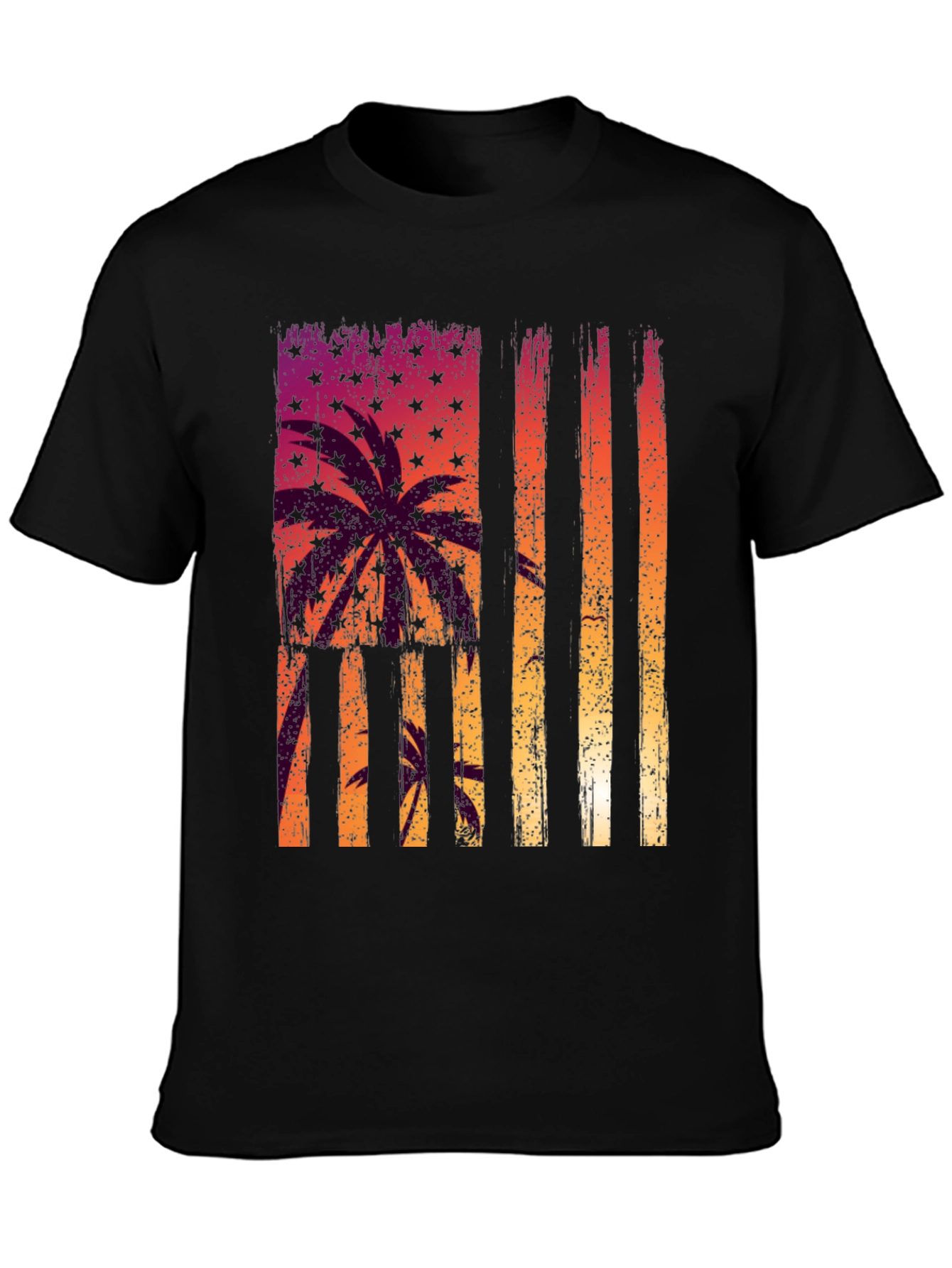 Tropical USA Flag Graphic T-Shirt