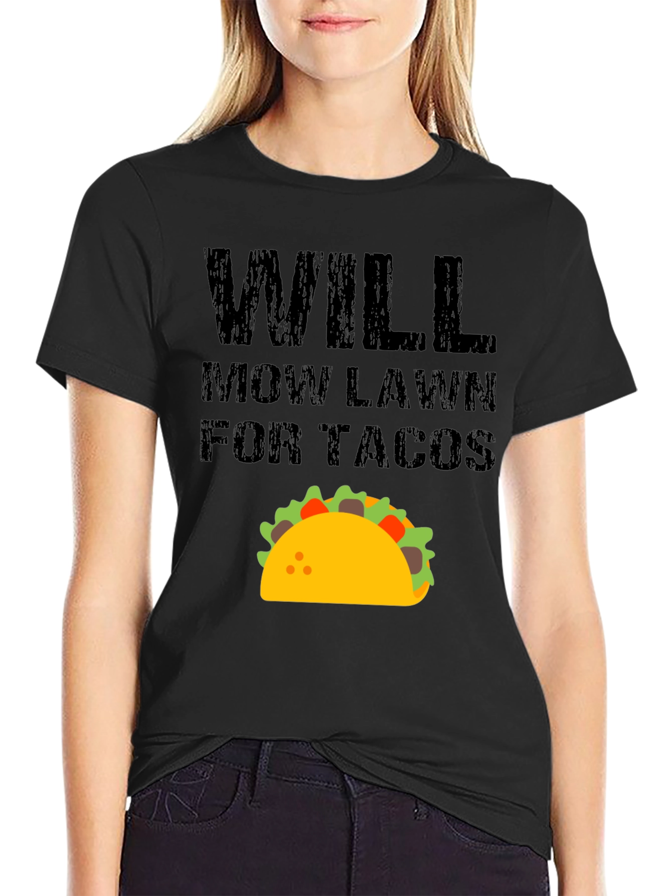 Will Mow Lawn for Tacos Funny Graphic T-Shirt