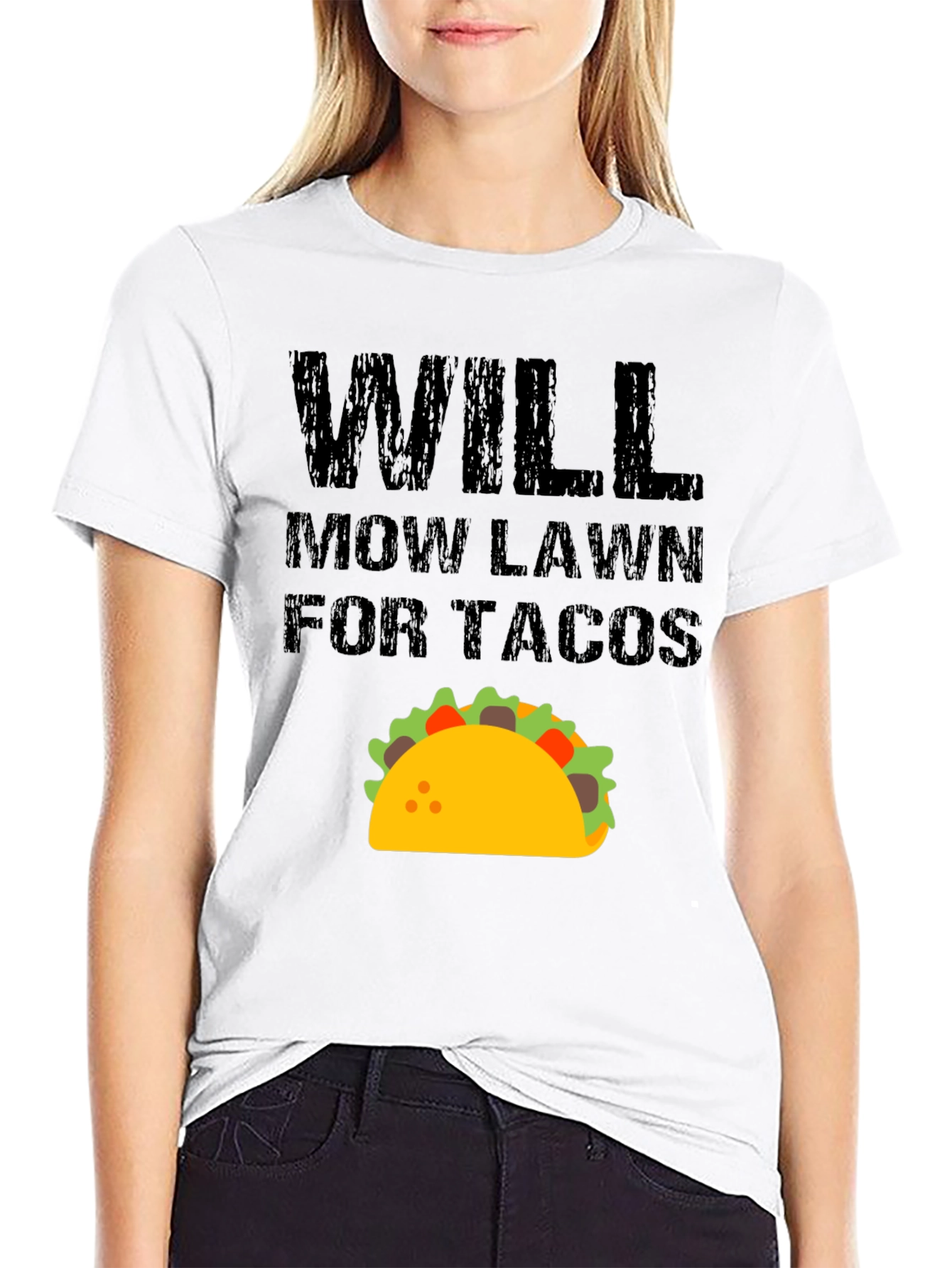 Will Mow Lawn for Tacos Funny Graphic T-Shirt