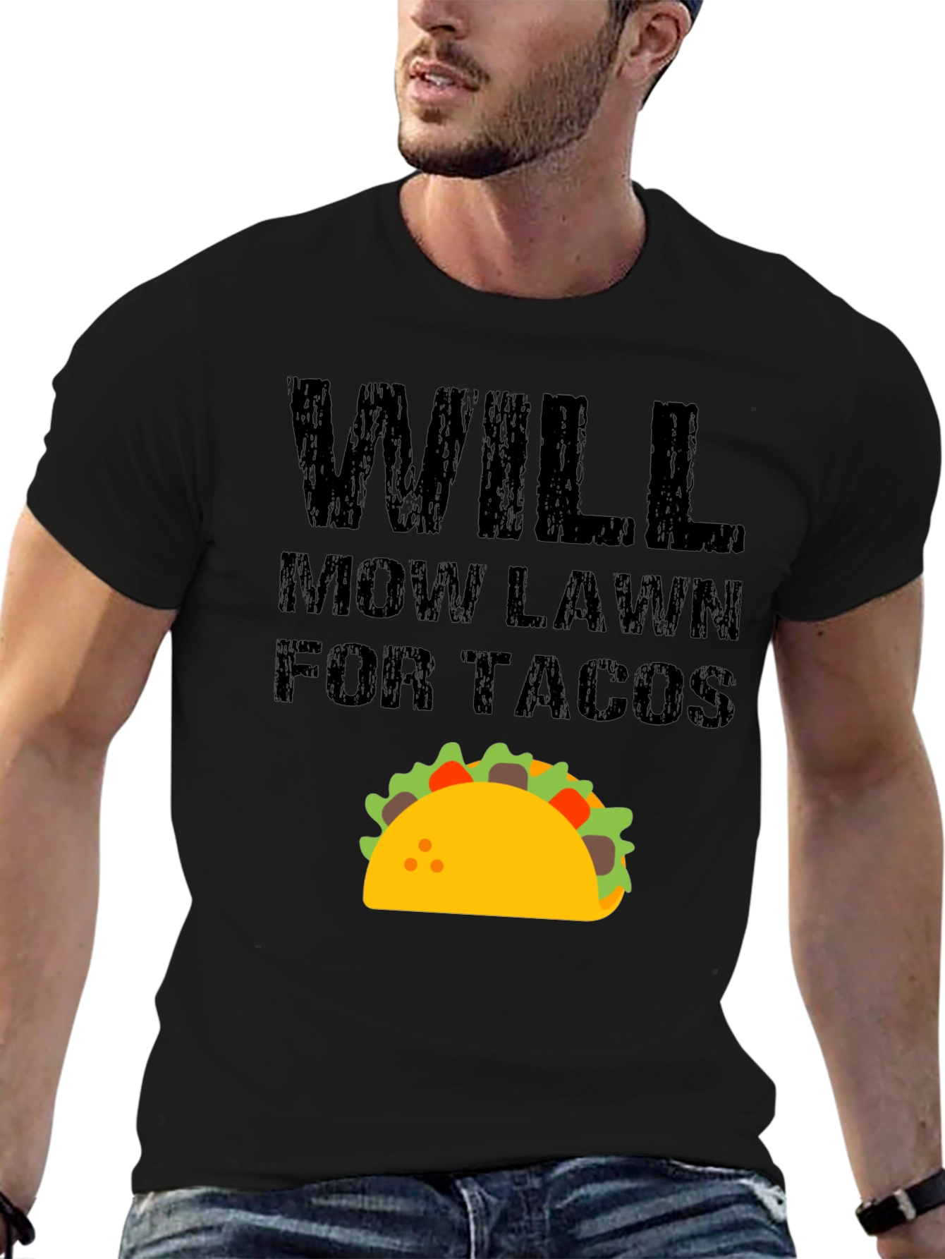 Will Mow Lawn for Tacos Funny Graphic T-Shirt