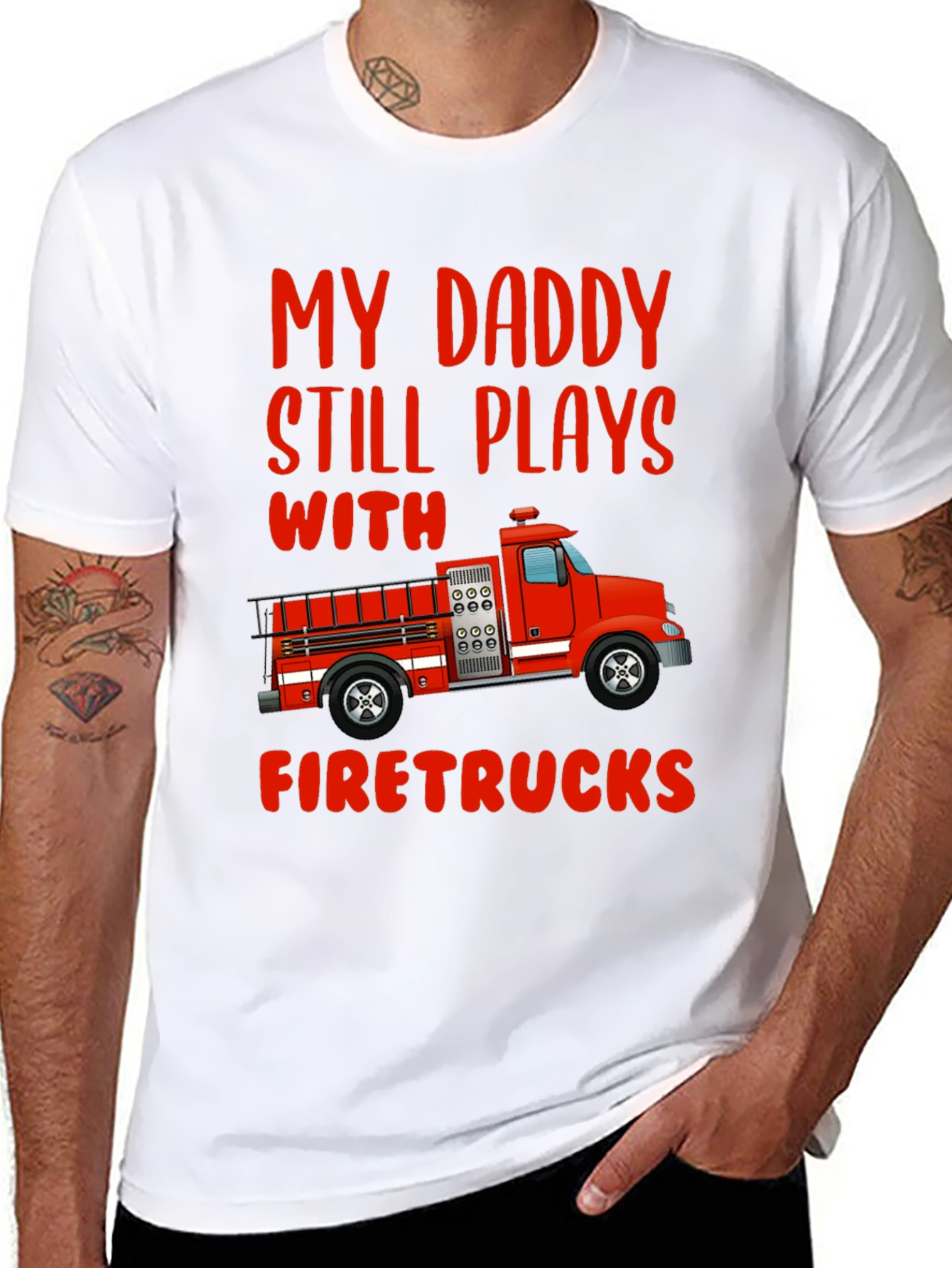 Daddy Firetrucks T-Shirt - Gift For Firefighters Son