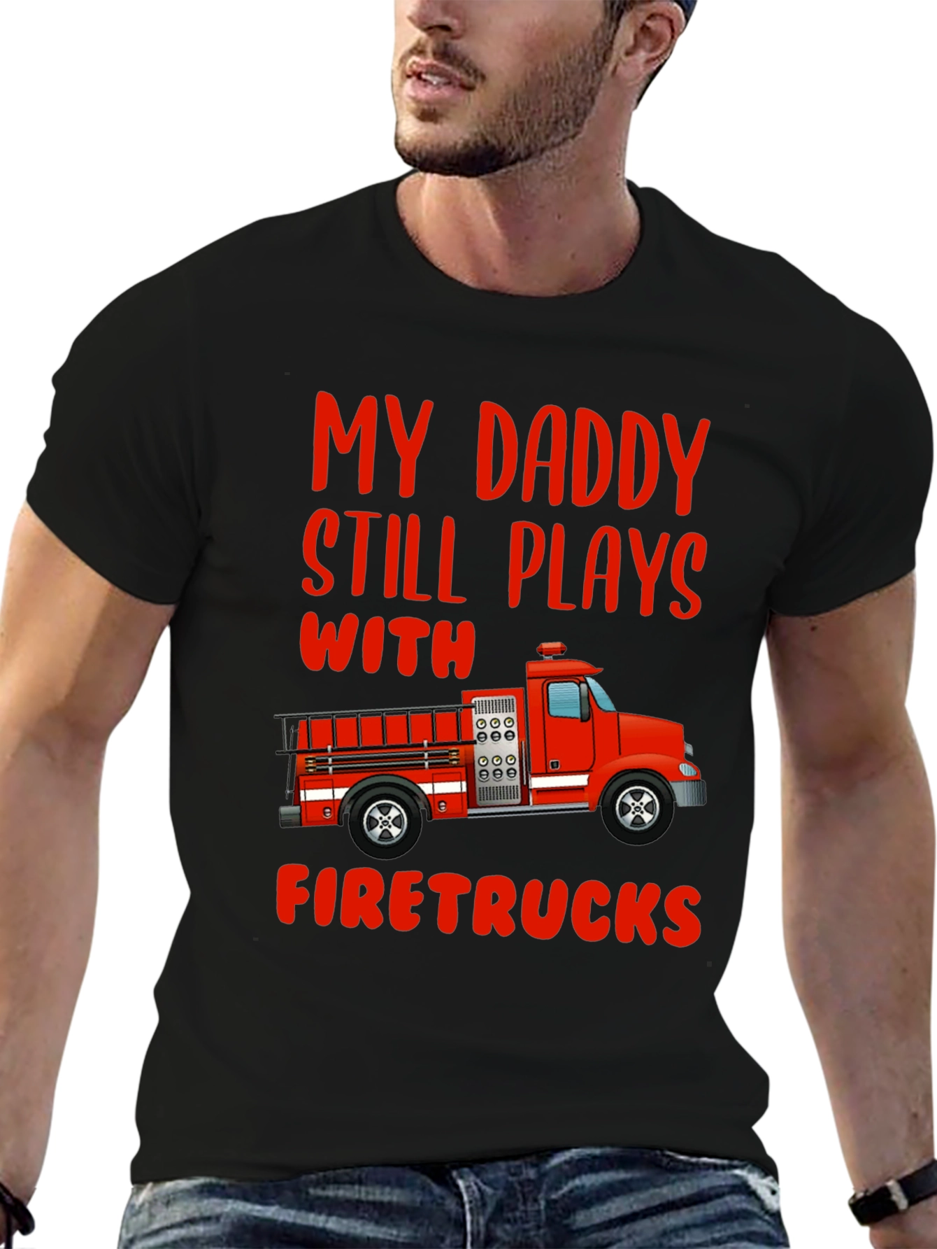 Daddy Firetrucks T-Shirt - Gift For Firefighters Son
