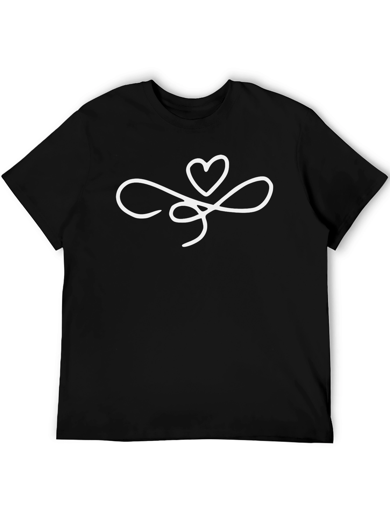 Elegant Heart Swirl Graphic Tee - Black