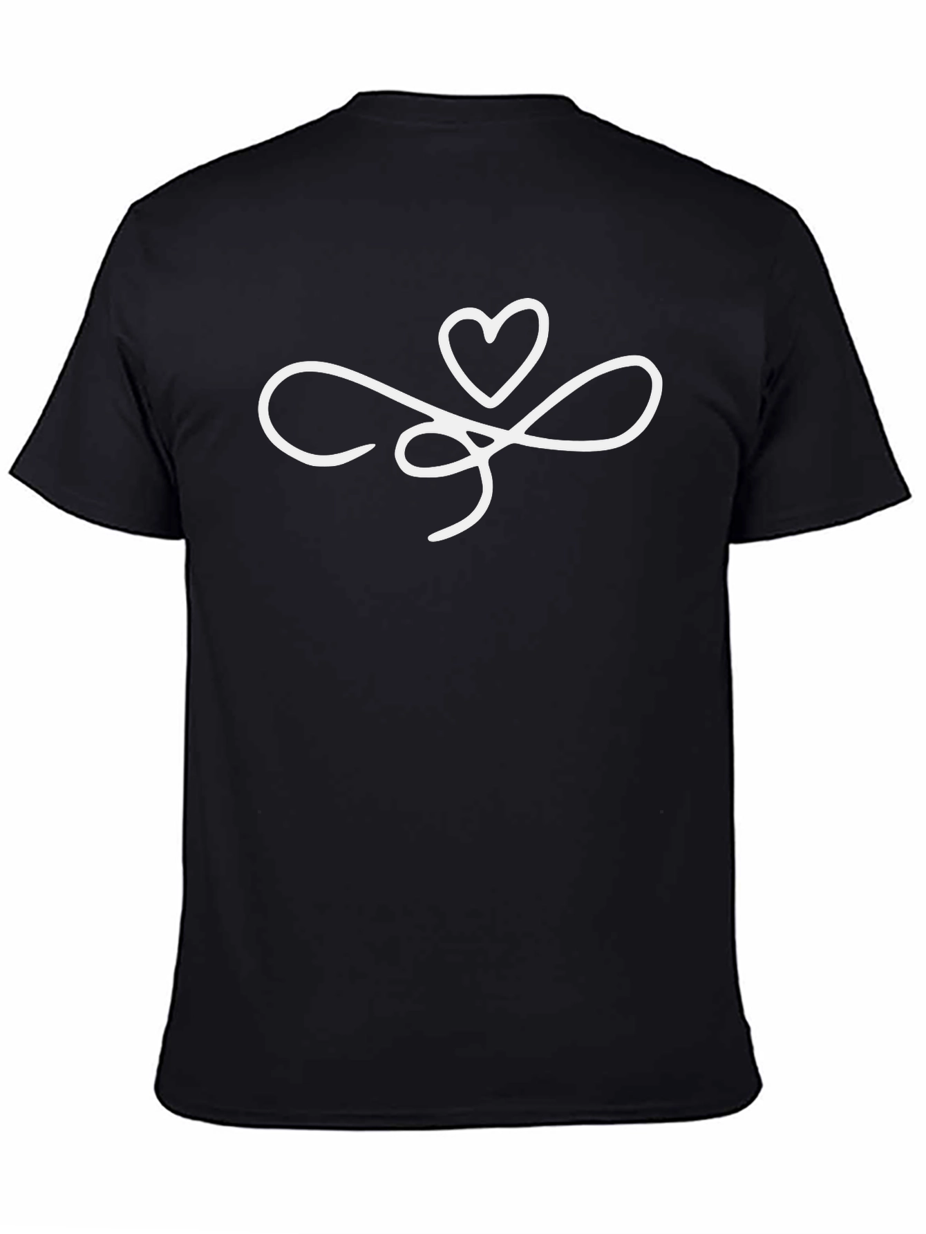 Elegant Heart Swirl Graphic Tee - Black