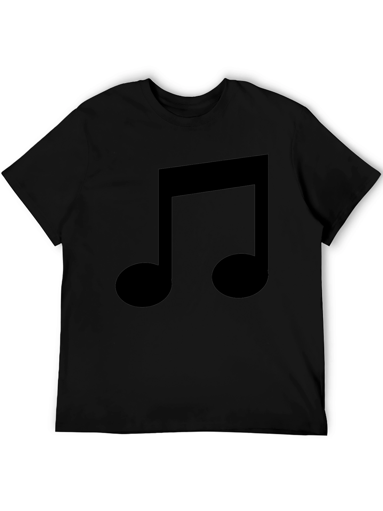 Music Note Graphic Tee - Black Cotton T-Shirt