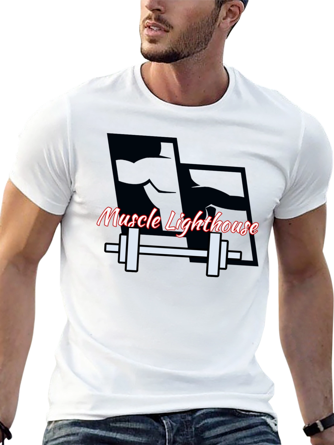 Muscle Lighthouse Mens Black T-Shirt Gym