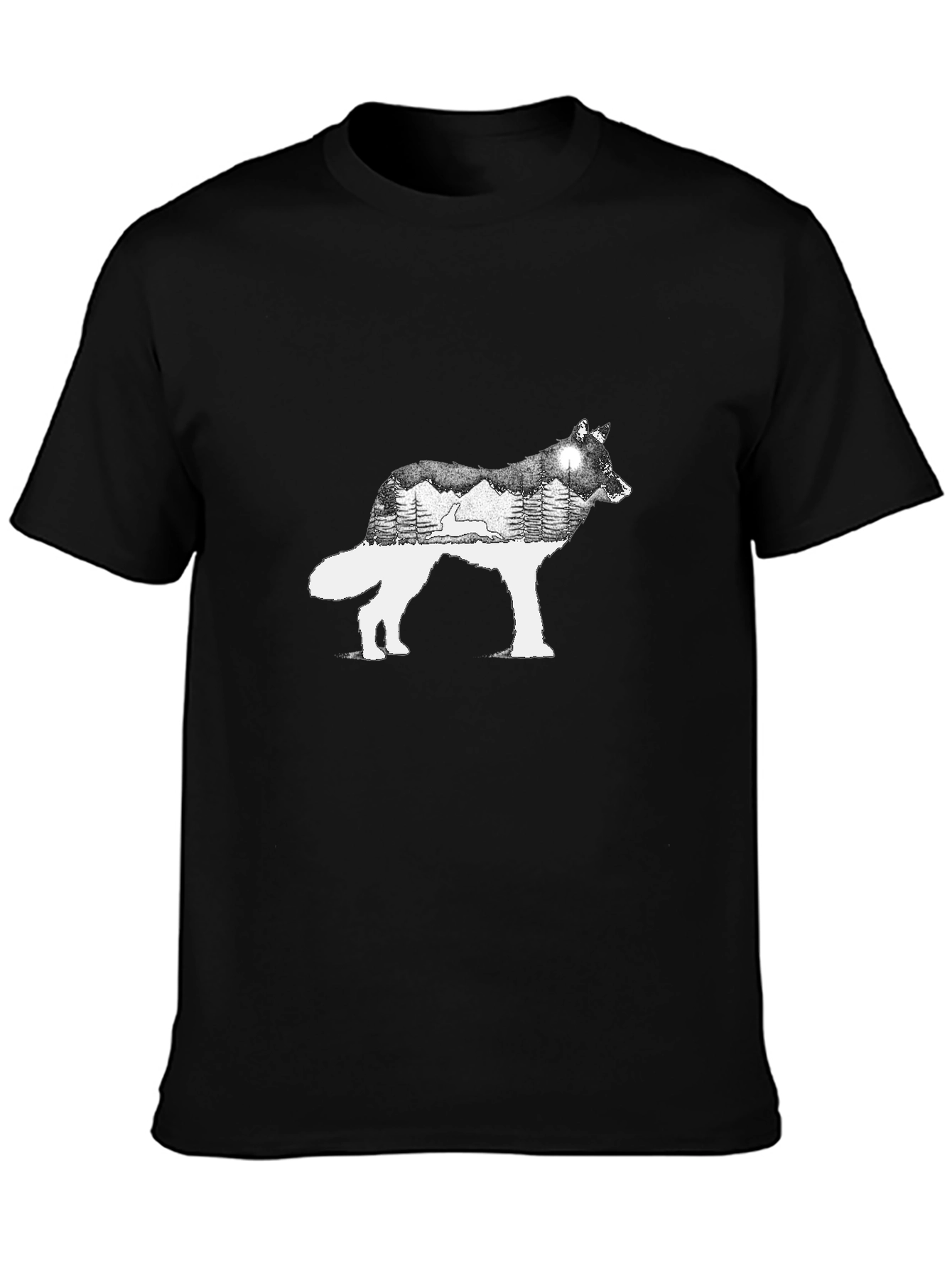 Wolf Silhouette Graphic Tee - Nature Inspired Design