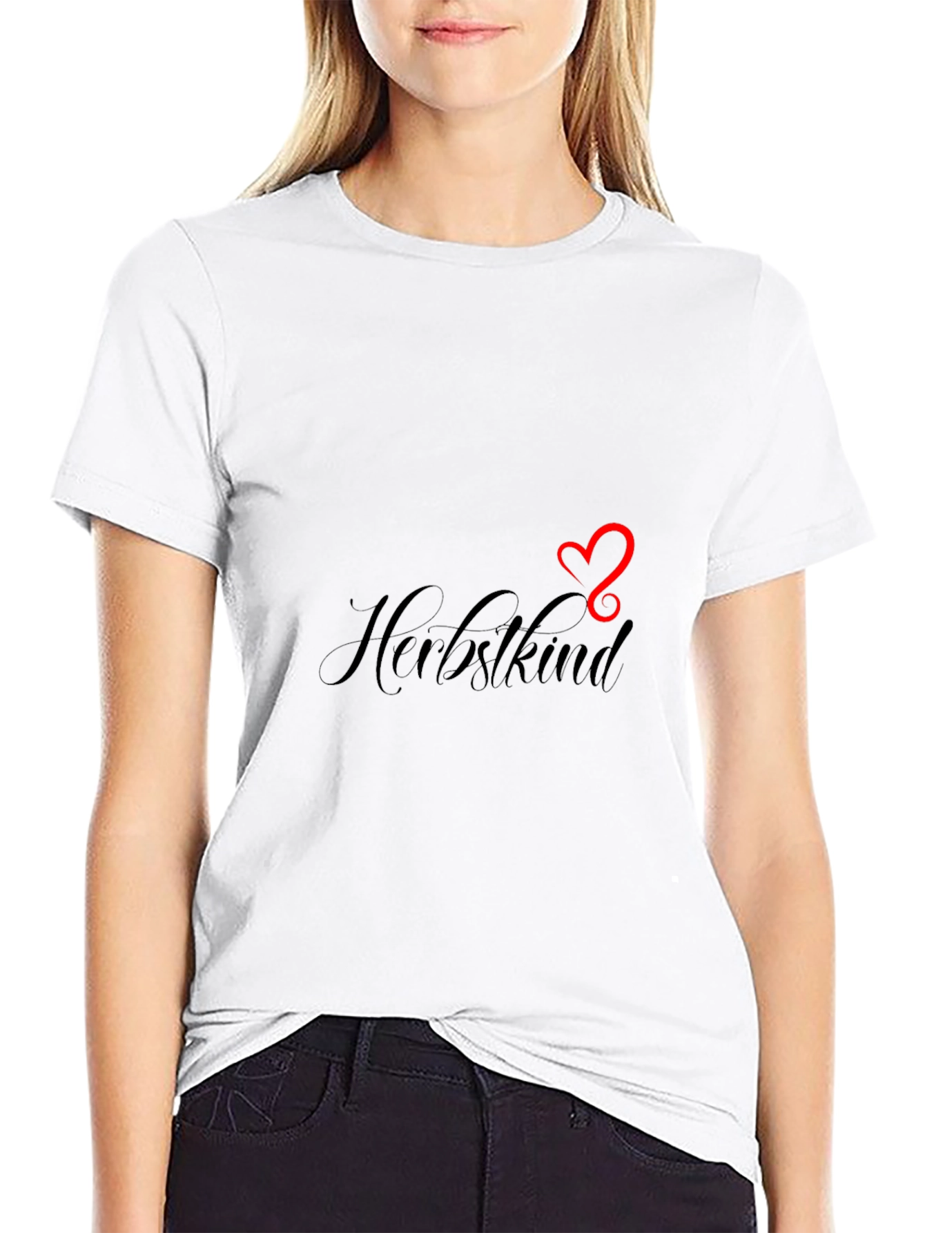 Herbstkind Heart Graphic Black T-Shirt
