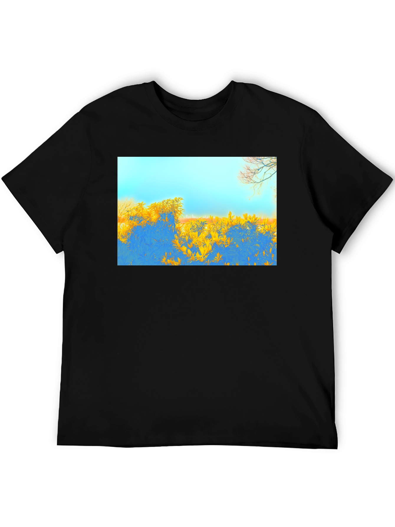 Abstract Landscape Graphic Tee - Black Cotton Blend