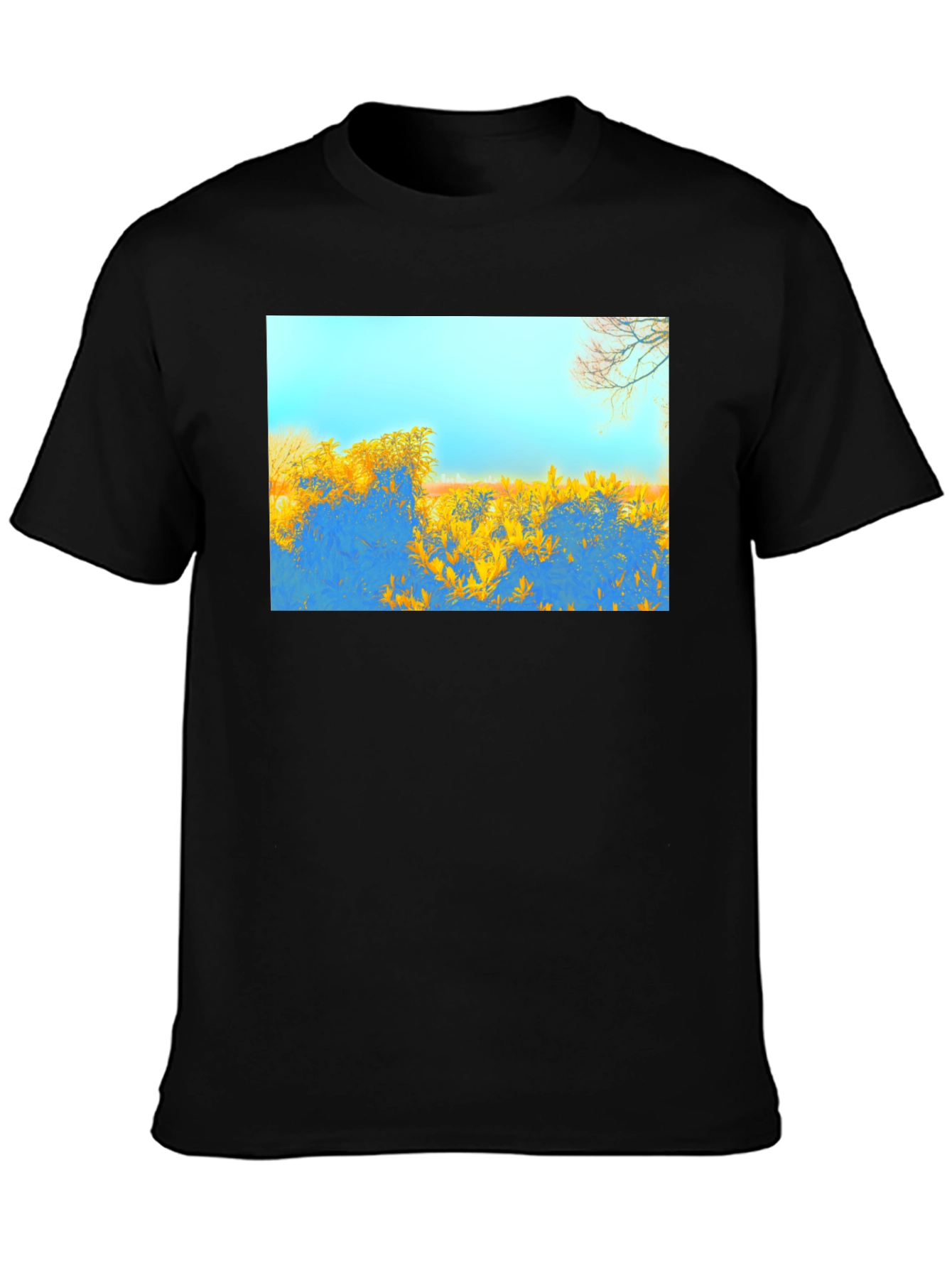 Abstract Landscape Graphic Tee - Black Cotton Blend