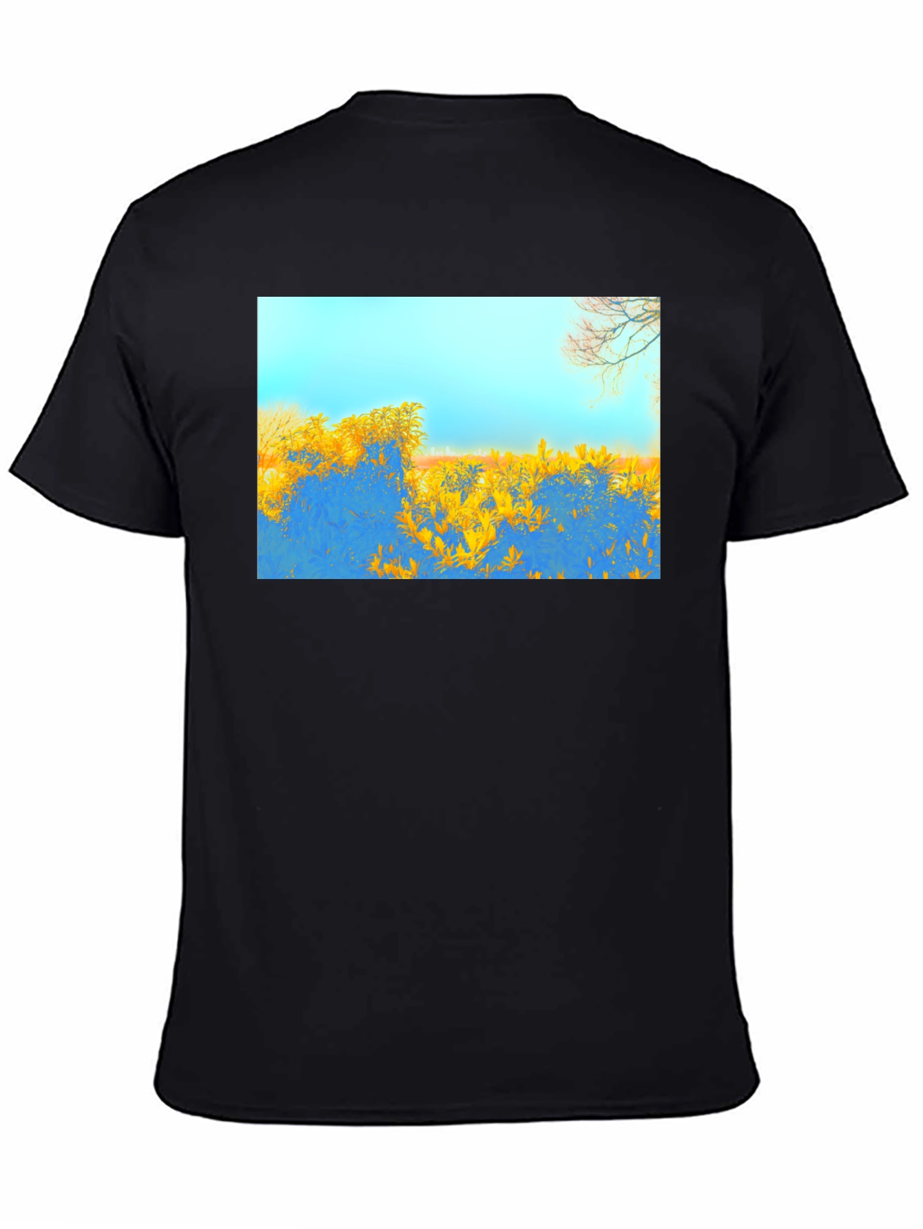 Abstract Landscape Graphic Tee - Black Cotton Blend