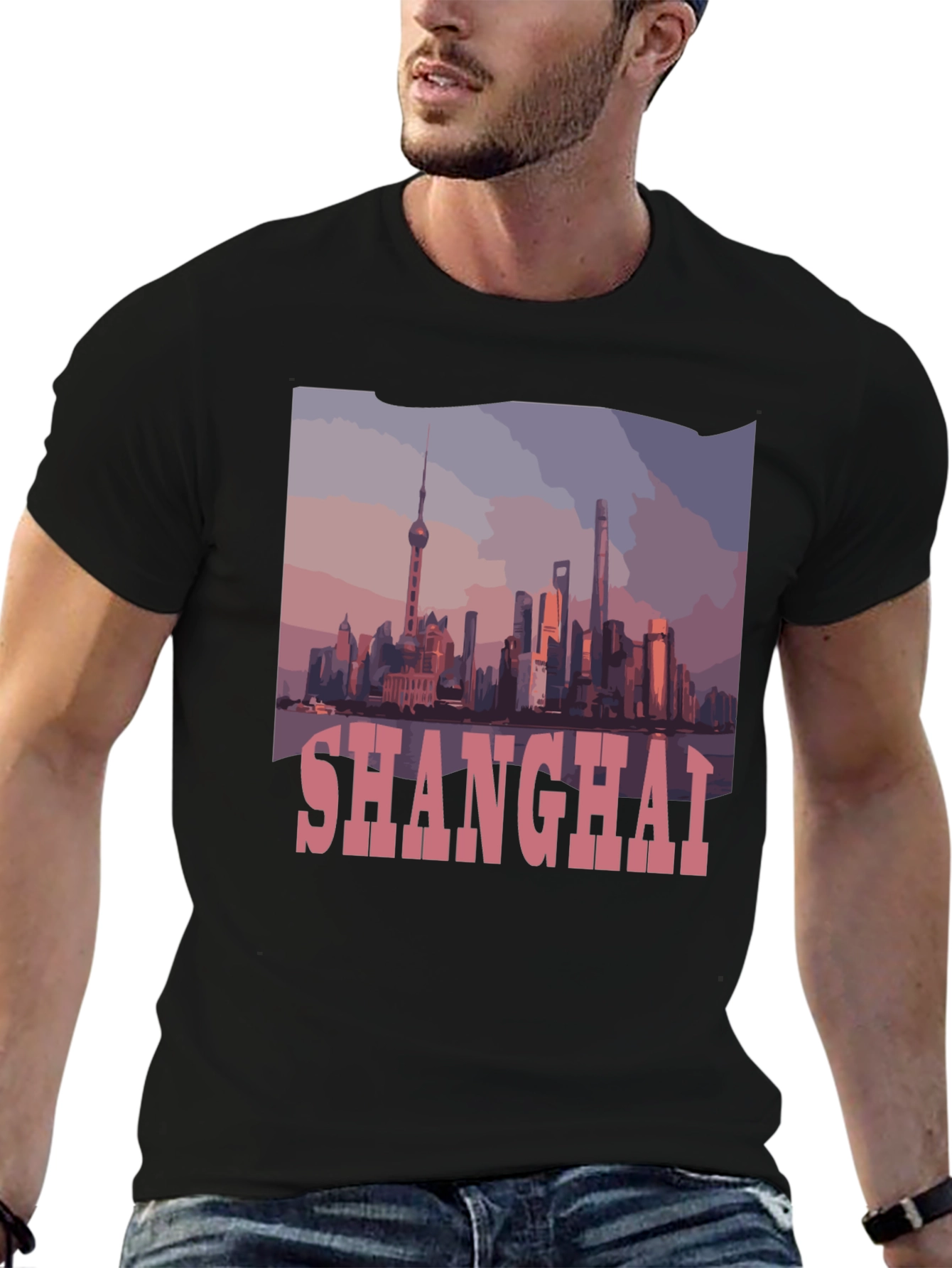 Shanghai Skyline Graphic T-Shirt - Urban Style Tee