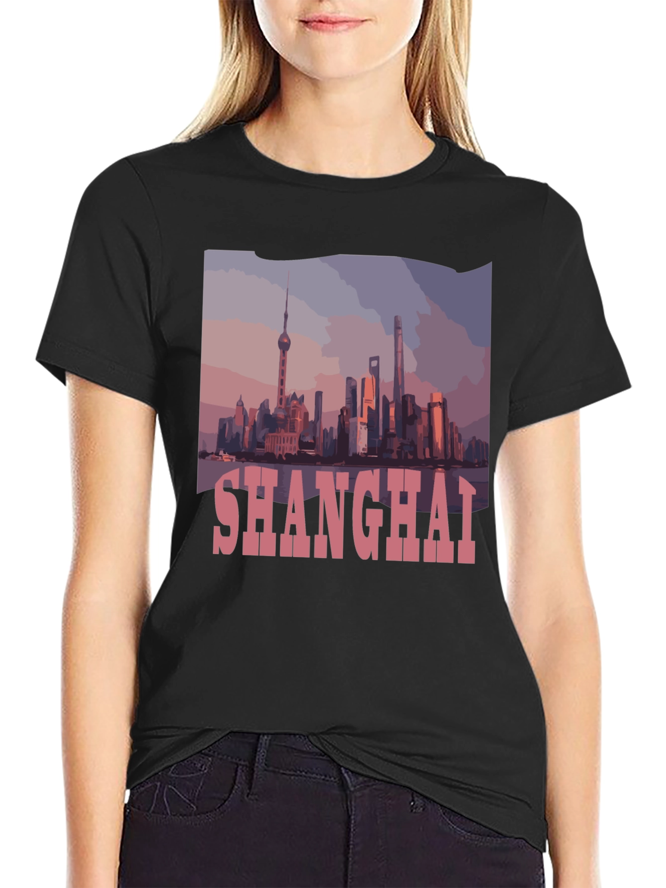 Shanghai Skyline Graphic T-Shirt - Urban Style Tee