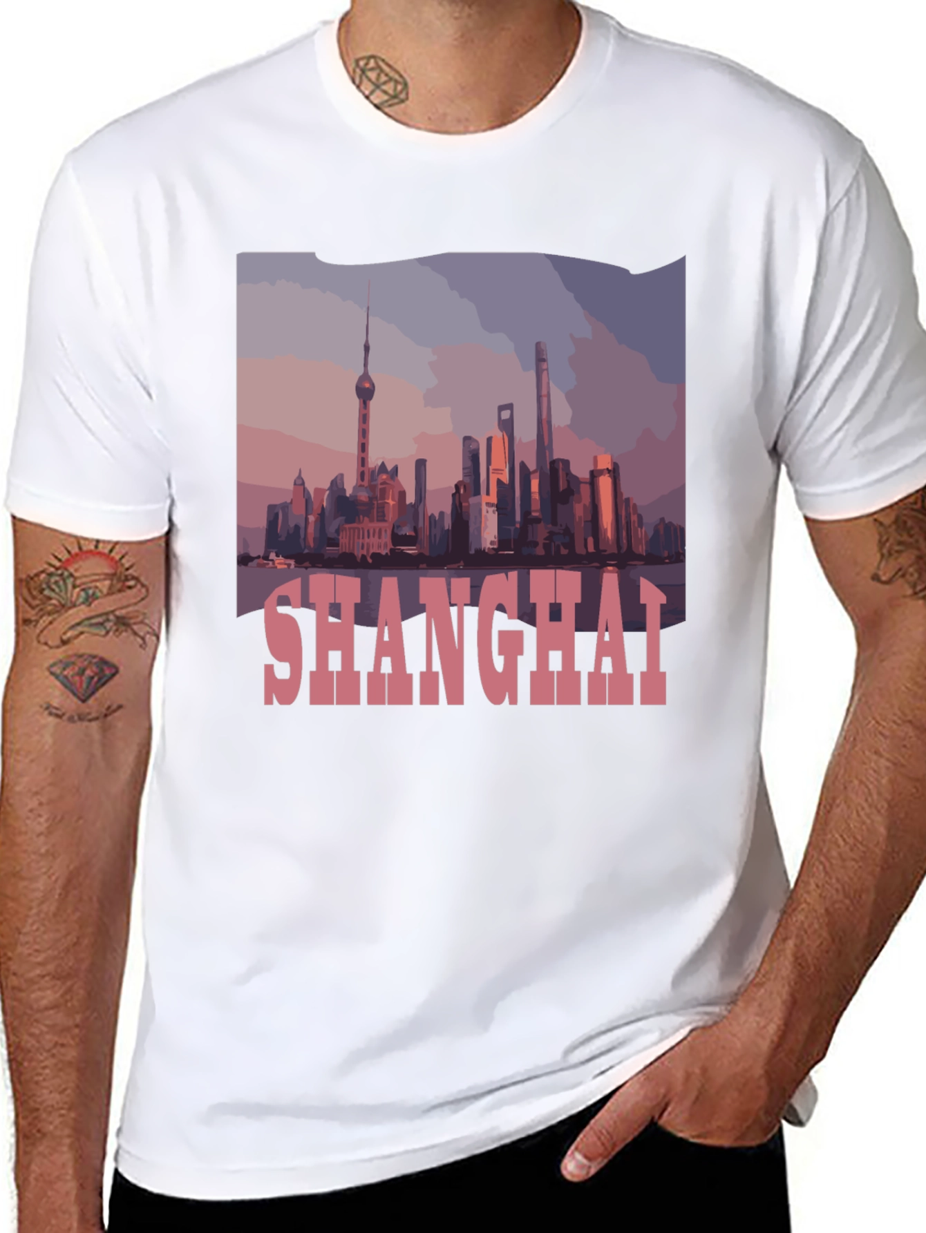 Shanghai Skyline Graphic T-Shirt - Urban Style Tee
