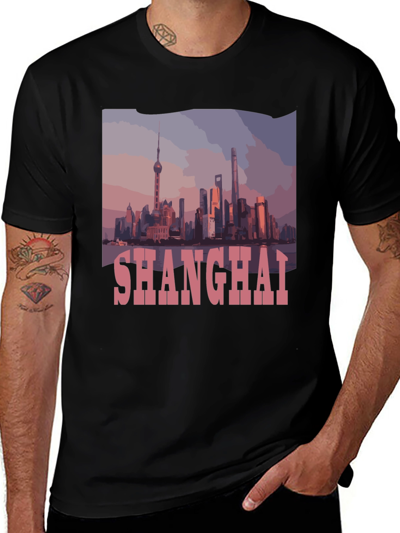 Shanghai Skyline Graphic T-Shirt - Urban Style Tee