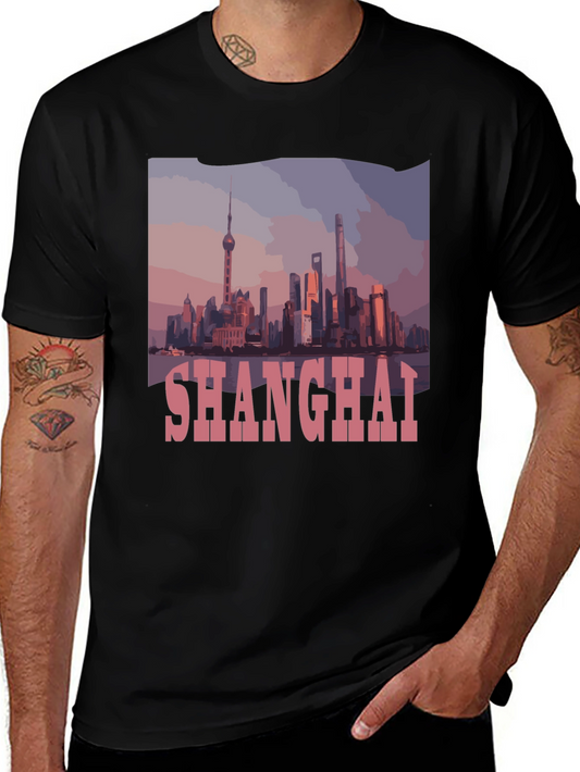 Shanghai Skyline Graphic T-Shirt - Urban Style Tee