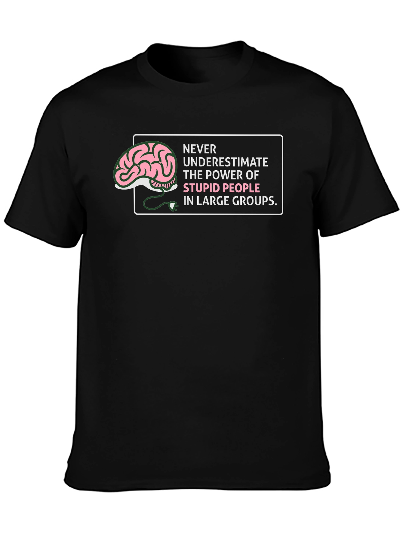 Stupid People Power Graphic Tee - Black Cotton